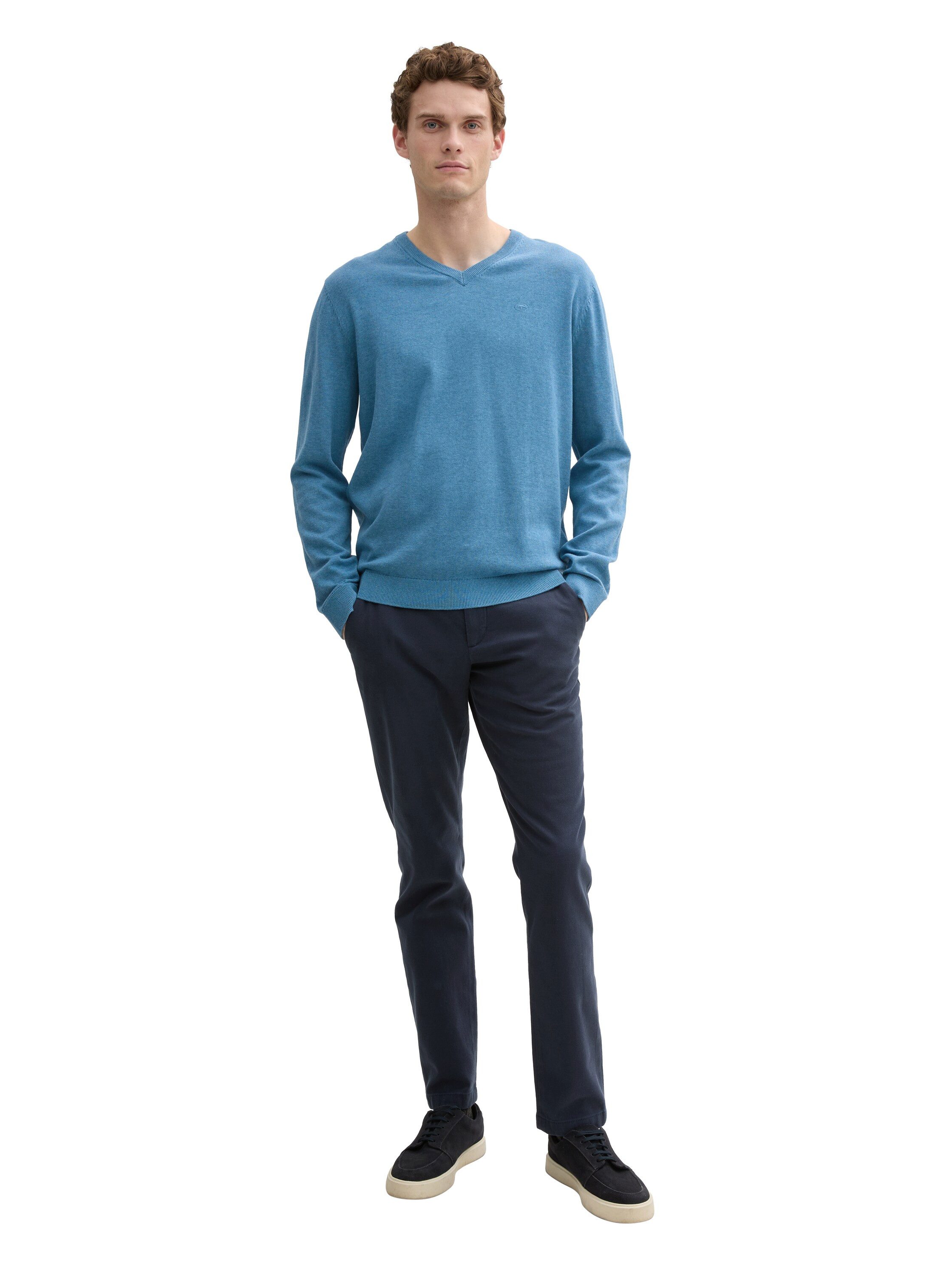 Tom Tailor Trui met V-hals met klein logoborduursel