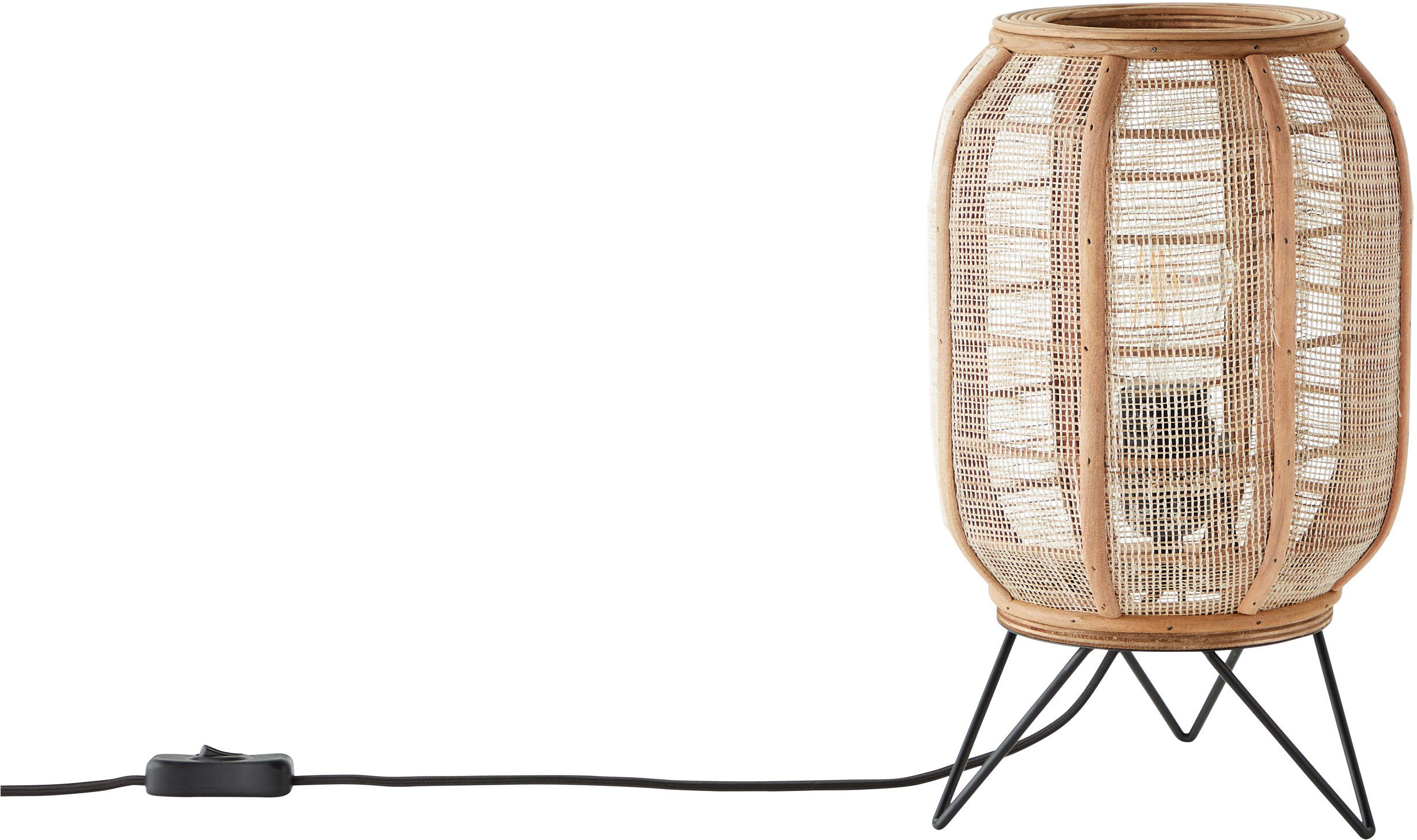 Home affaire Tafellamp Rouez Tafellamp in nature stijl met 32 cm hoogte, kap van textiel en hout