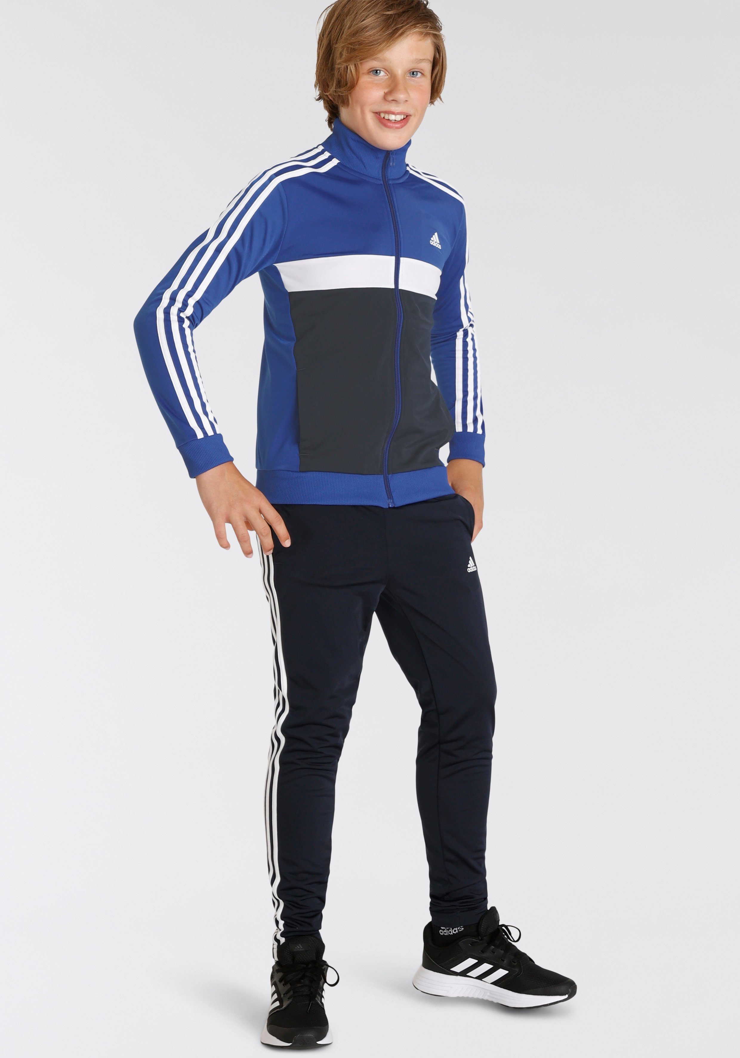 adidas Sportswear Trainingspak ESSENTIALS 3-STRIPES TIBERIO (2-delig) kinderen trainingspakken maat 176 blauw