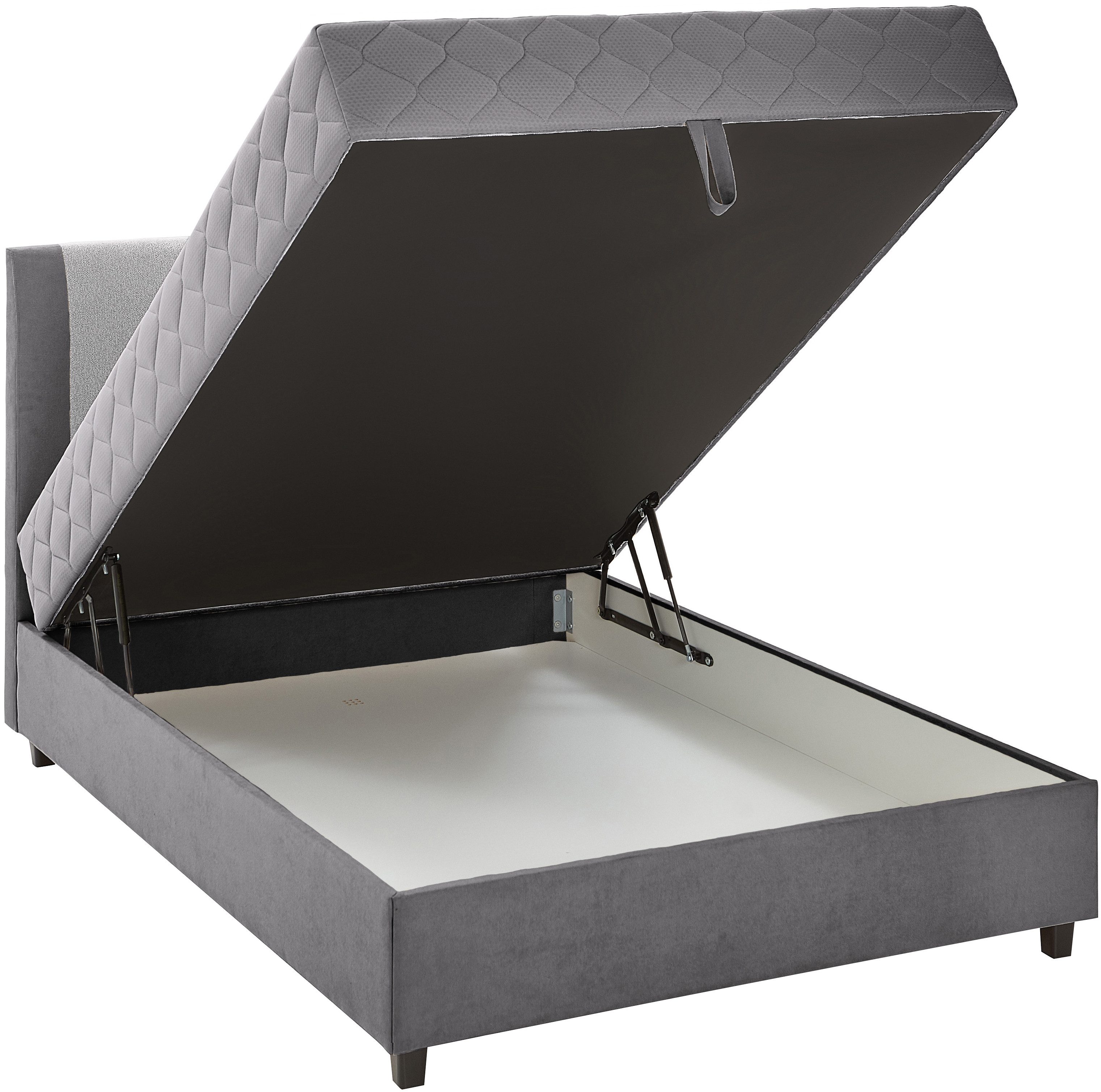 ATLANTIC home collection Boxspring Borgholm met pocketveringsmatras, bedkist en garnering in het hoofdbord