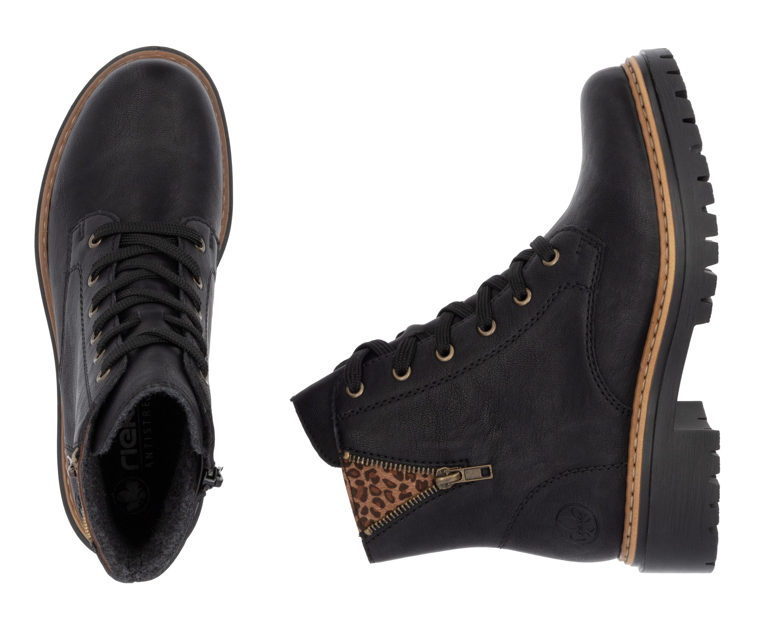 Rieker Veterlaarsjes lace-up boots, block heel, with practical inner zipper