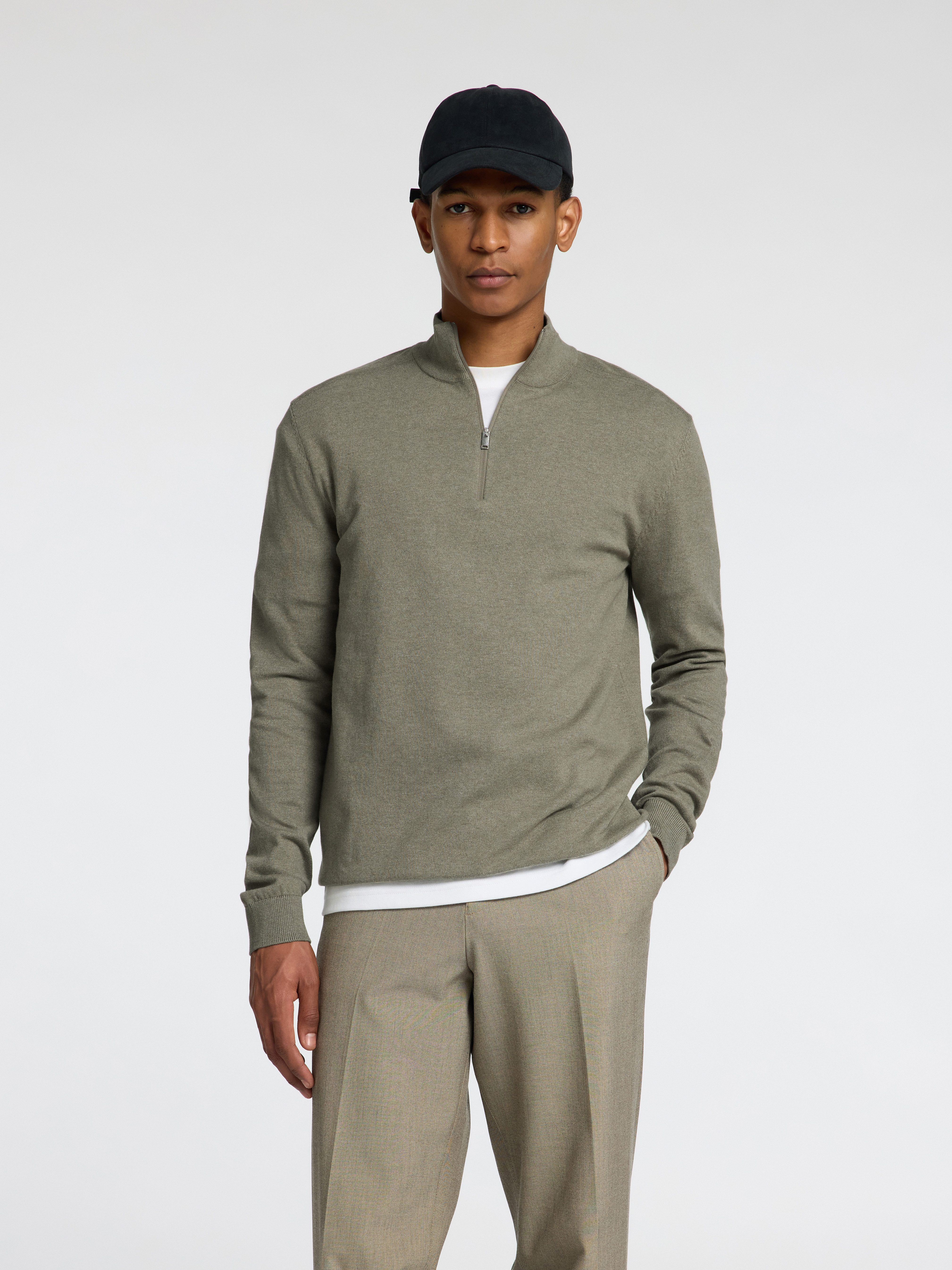 SELECTED HOMME Schipperstrui SLHBERG HALF ZIP CARDIGAN NOOS heren pullovers maat M grijs