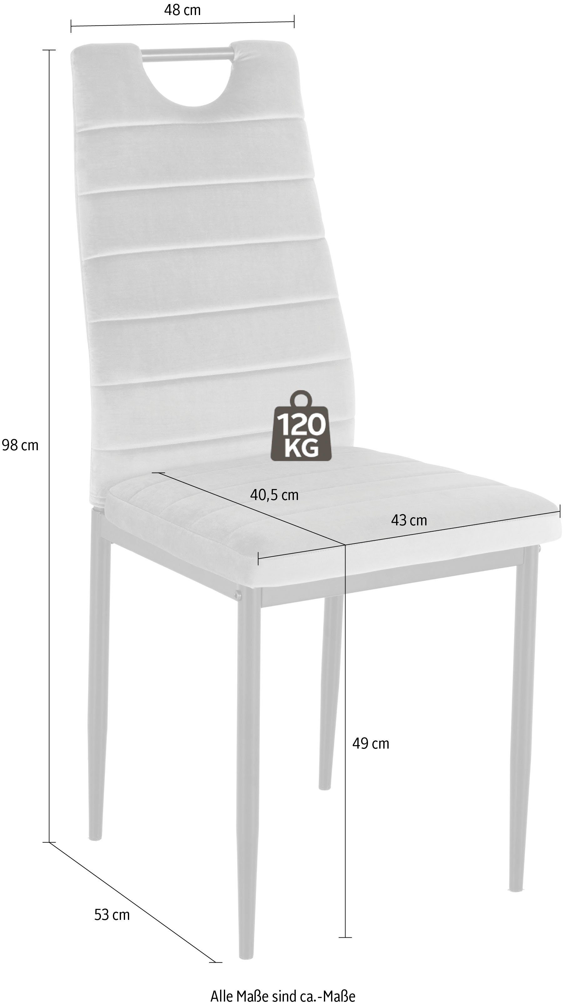 INOSIGN Eetkamerstoel (set van 2 of 4) met veloursovertrek, rugleuning met handgreep (set)