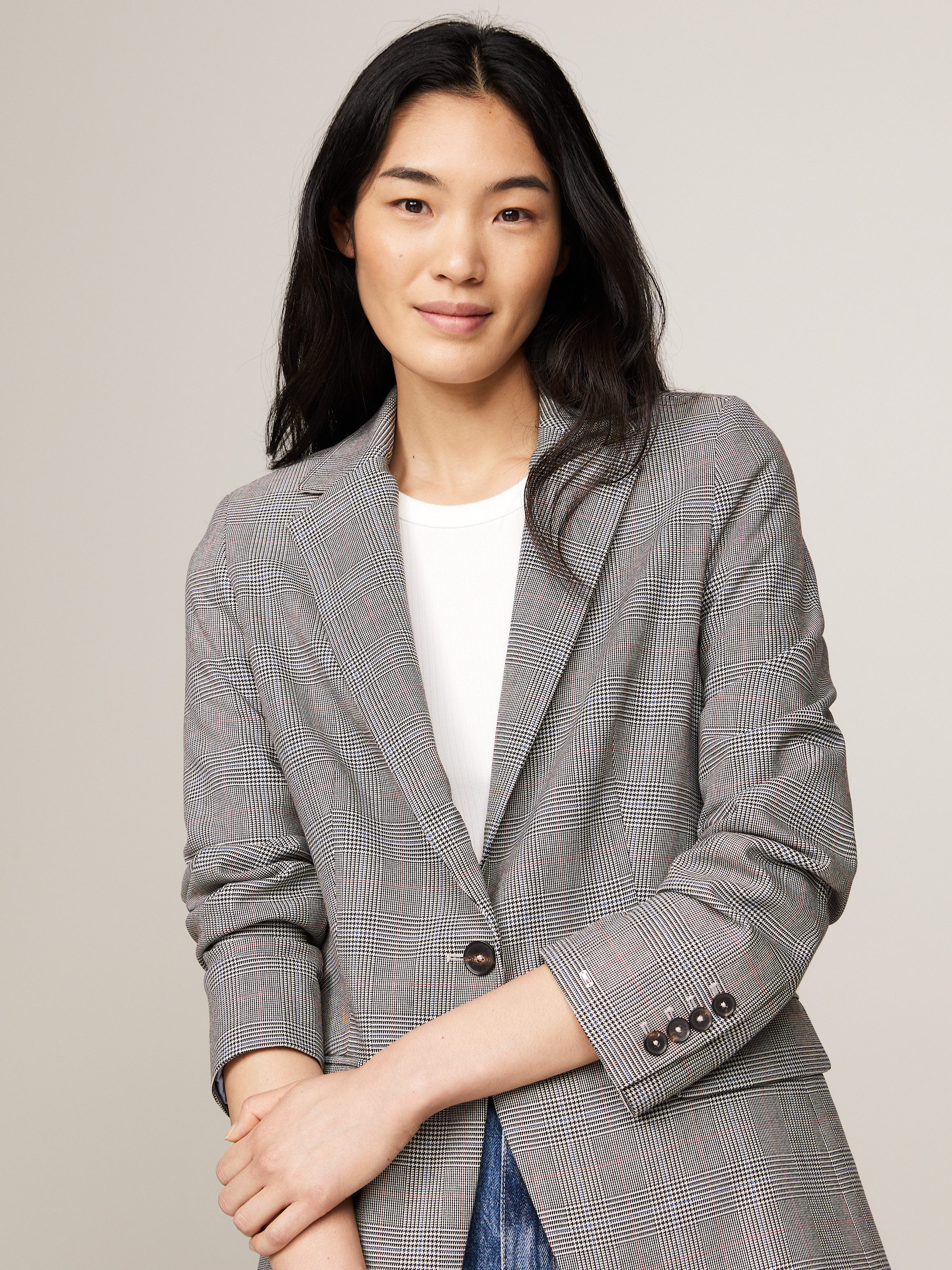 Tommy Hilfiger Korte blazer POW CHECK REGULAR BLAZER (Global Serie TH VROUWEN)