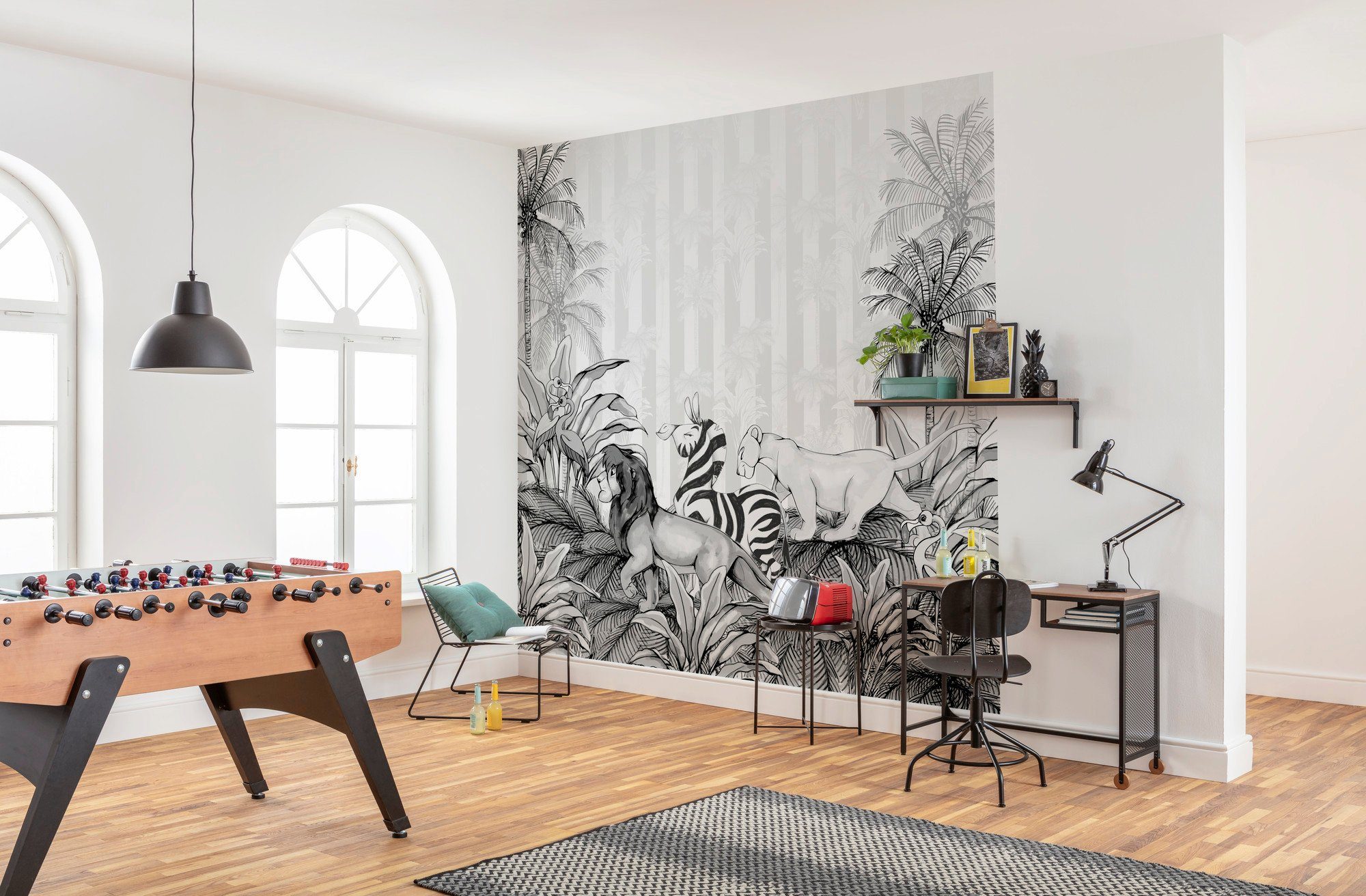 Komar Vliesbehang Digitale print vlies - Lion King Monochrome - Afmeting 300 x 280 cm (set)