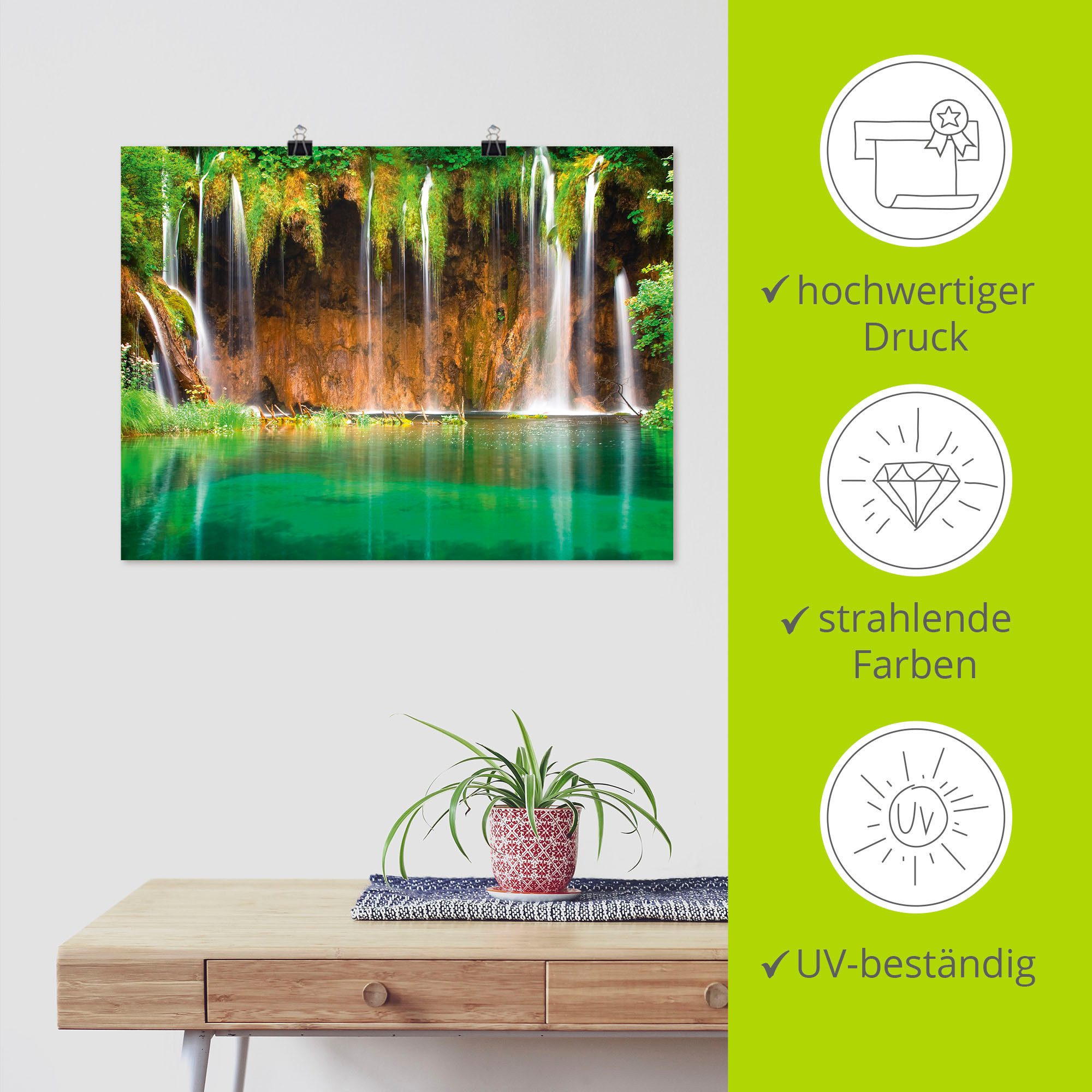 Artland Artprint Mooie waterval in het bos als artprint op linnen, poster in verschillende formaten maten