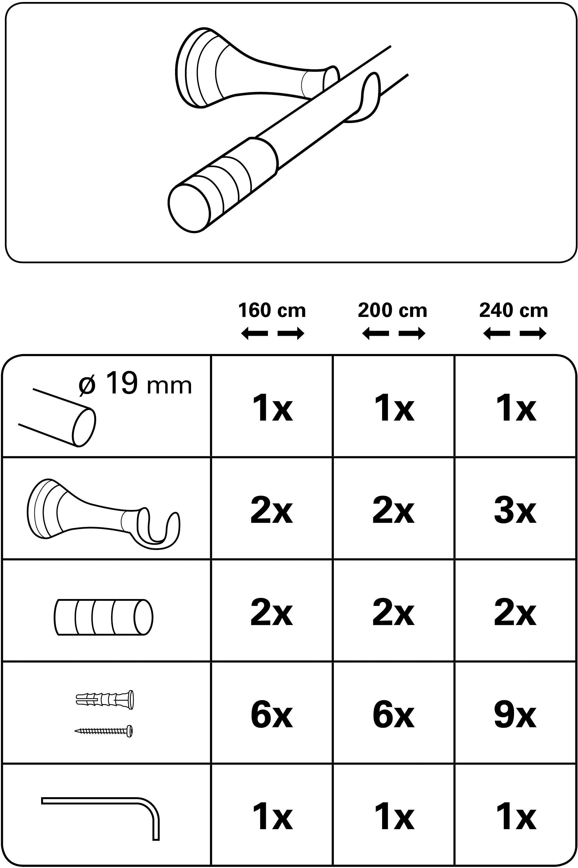 GARDINIA Gordijnroede Set metaal