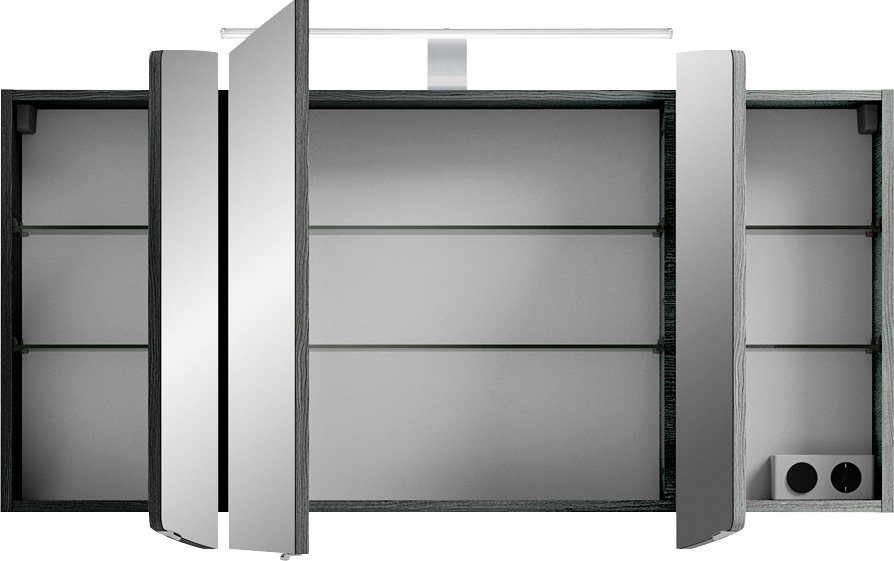 Saphir Spiegelkast Cassca Sprint badkamermeubel, 3 spiegeldeuren, 6 legplanken, 120 cm breed