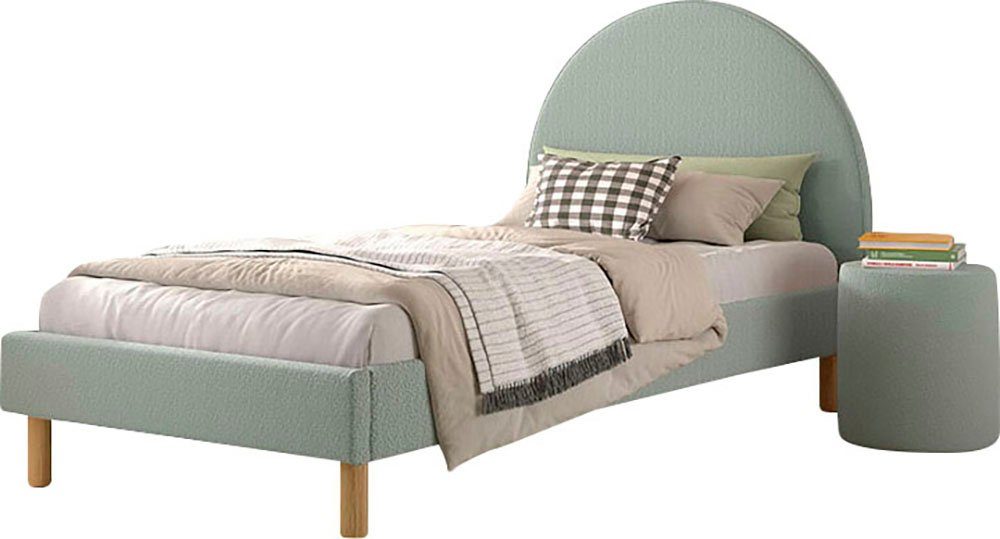 Vipack Slaapkamerserie Gestoffeerd bed Moon Ligoppervlak 90 x 200 cm, incl. lattenbodem, bekleding van boucléstof, optioneel 4 kleuren complete