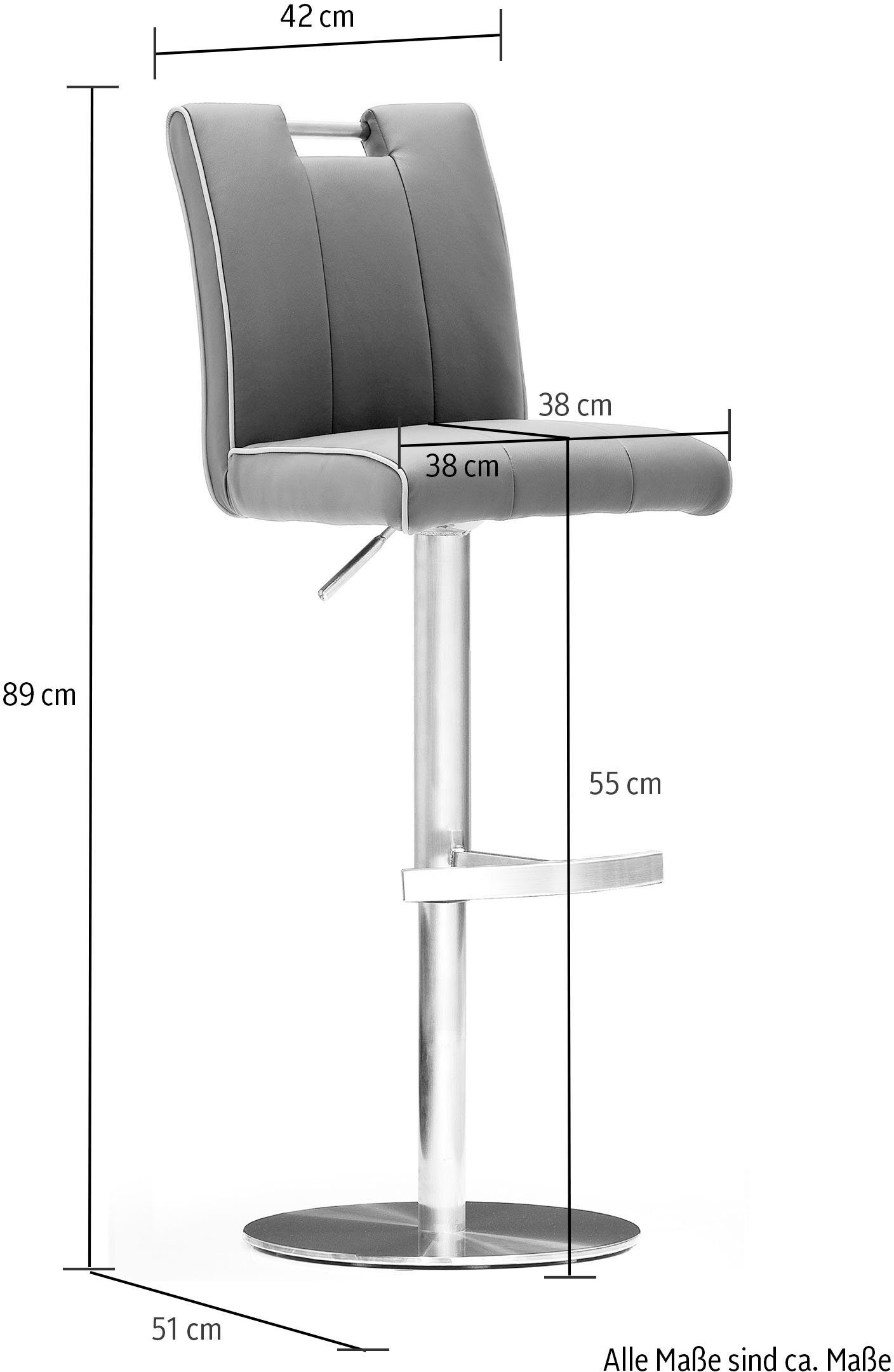 MCA furniture Bistrostoel BARBECOOL met rugleuning, ronde voetplaat, 360° draaibaar, zithoogte van 55-80 cm