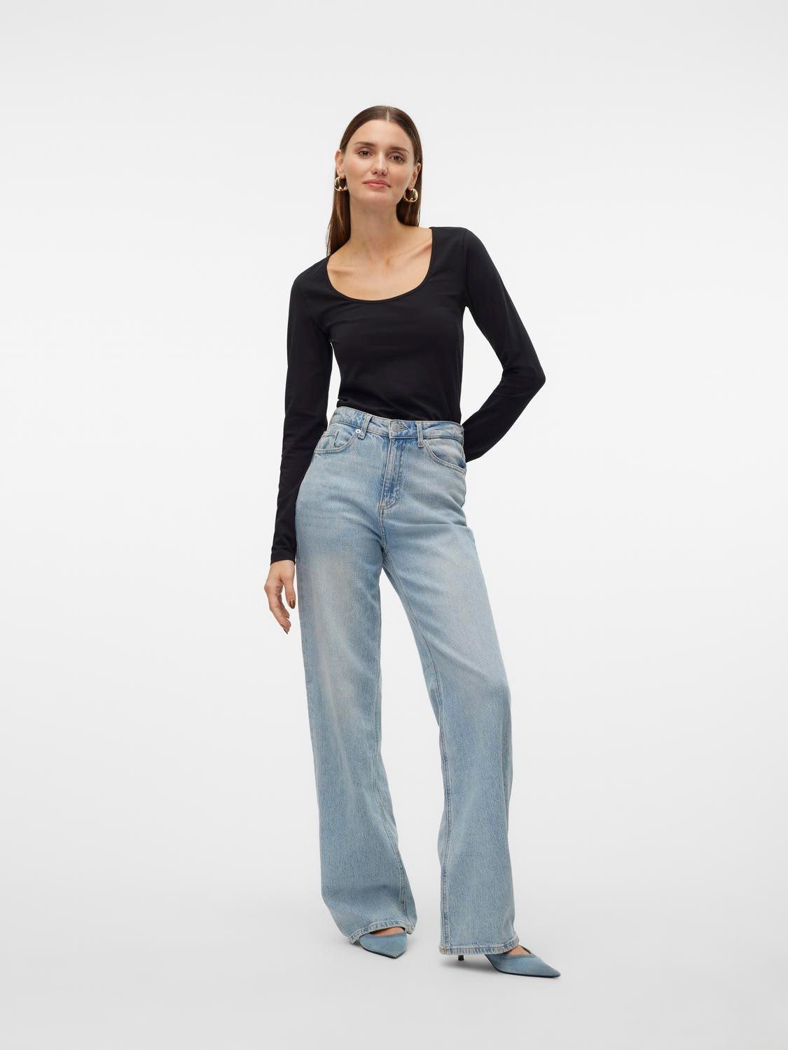 Vero Moda Shirt met lange mouwen VMLULU LS U-NECK TOP JRS GA NOOS