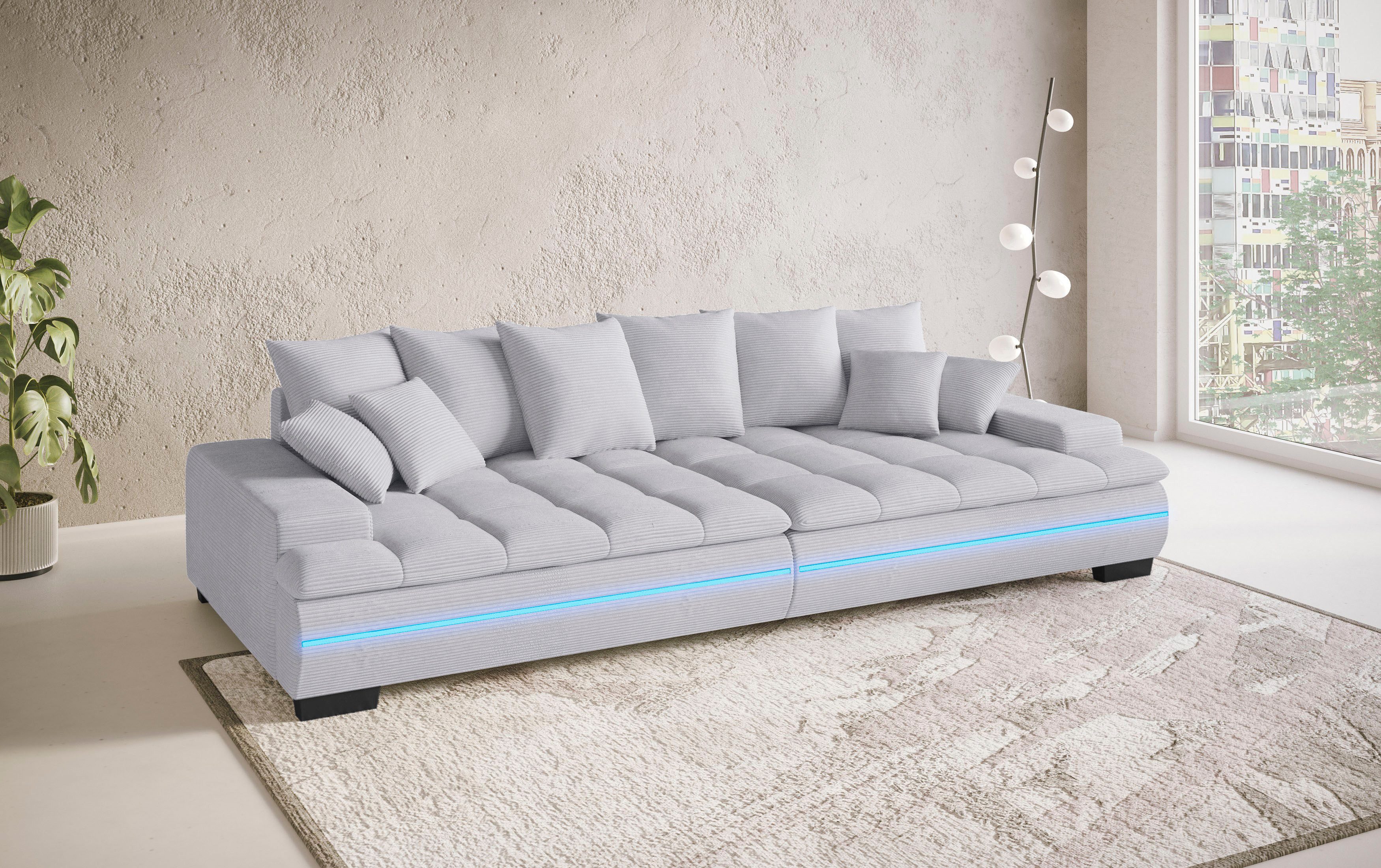 Mr. Couch Megabank Haiti II RGB-LED RGB-LED verlichting, met ambachtelijk gemaakte comfort-stiksel