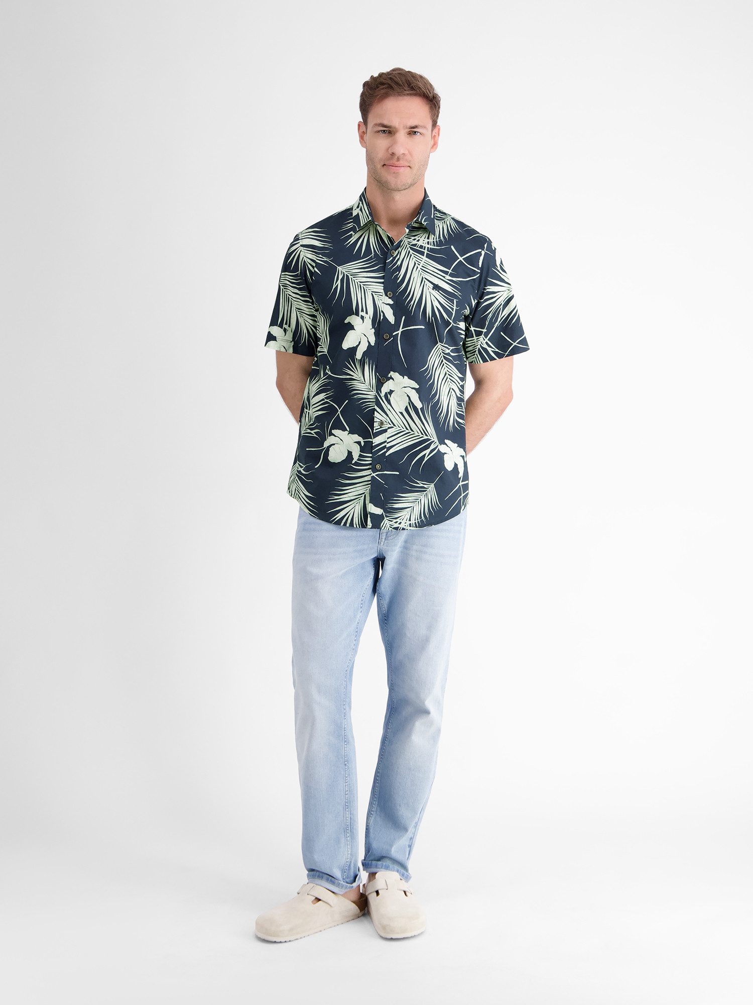 Lerros Overhemd met korte mouwen LERROS kortarmig heren overhemd, Hawaiian-stijl
