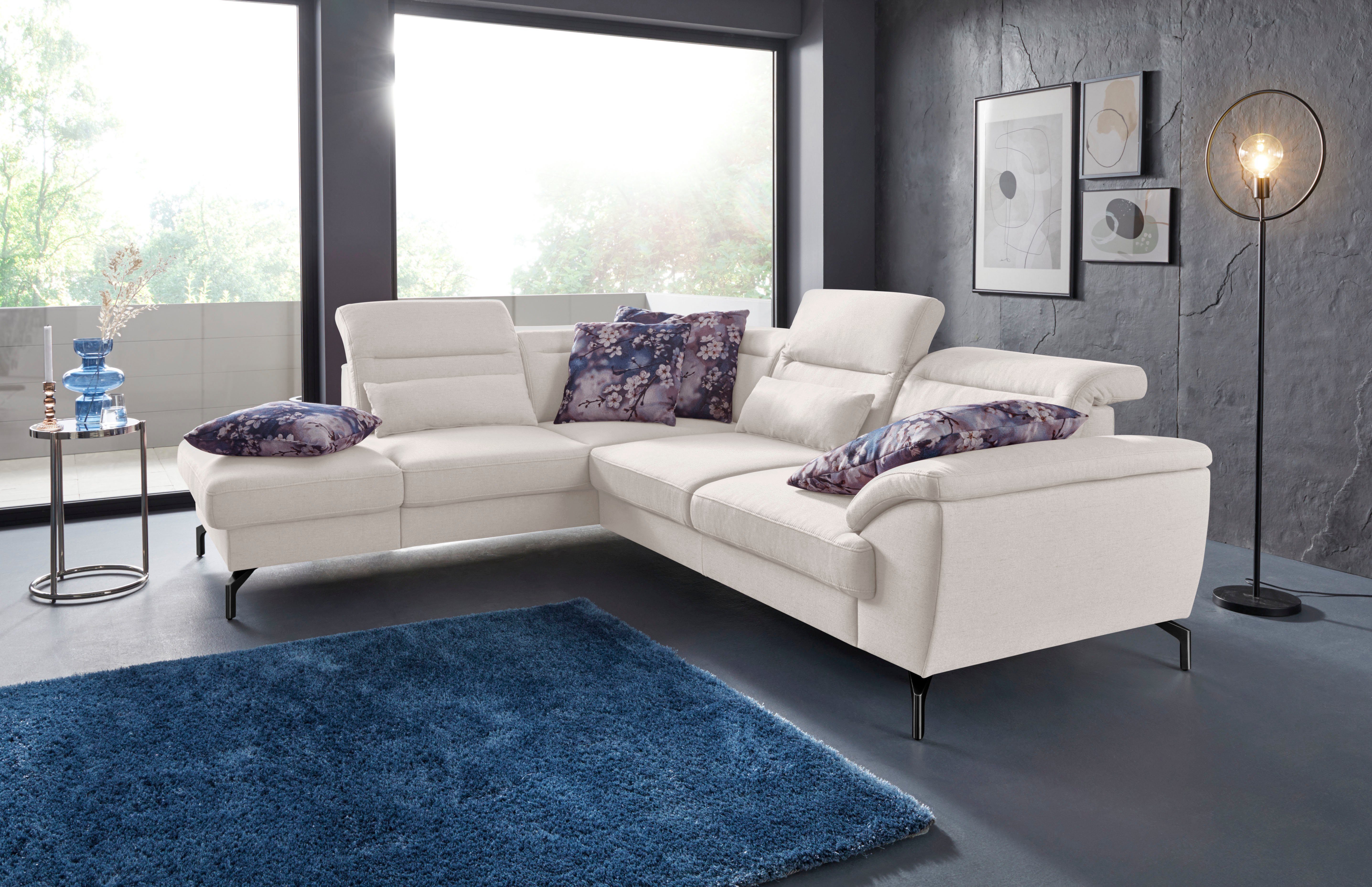 sit&more Hoekbank Percy L-vorm 15 cm poothoogte, zitdiepteverstelling, naar keuze in 2 pootkleuren