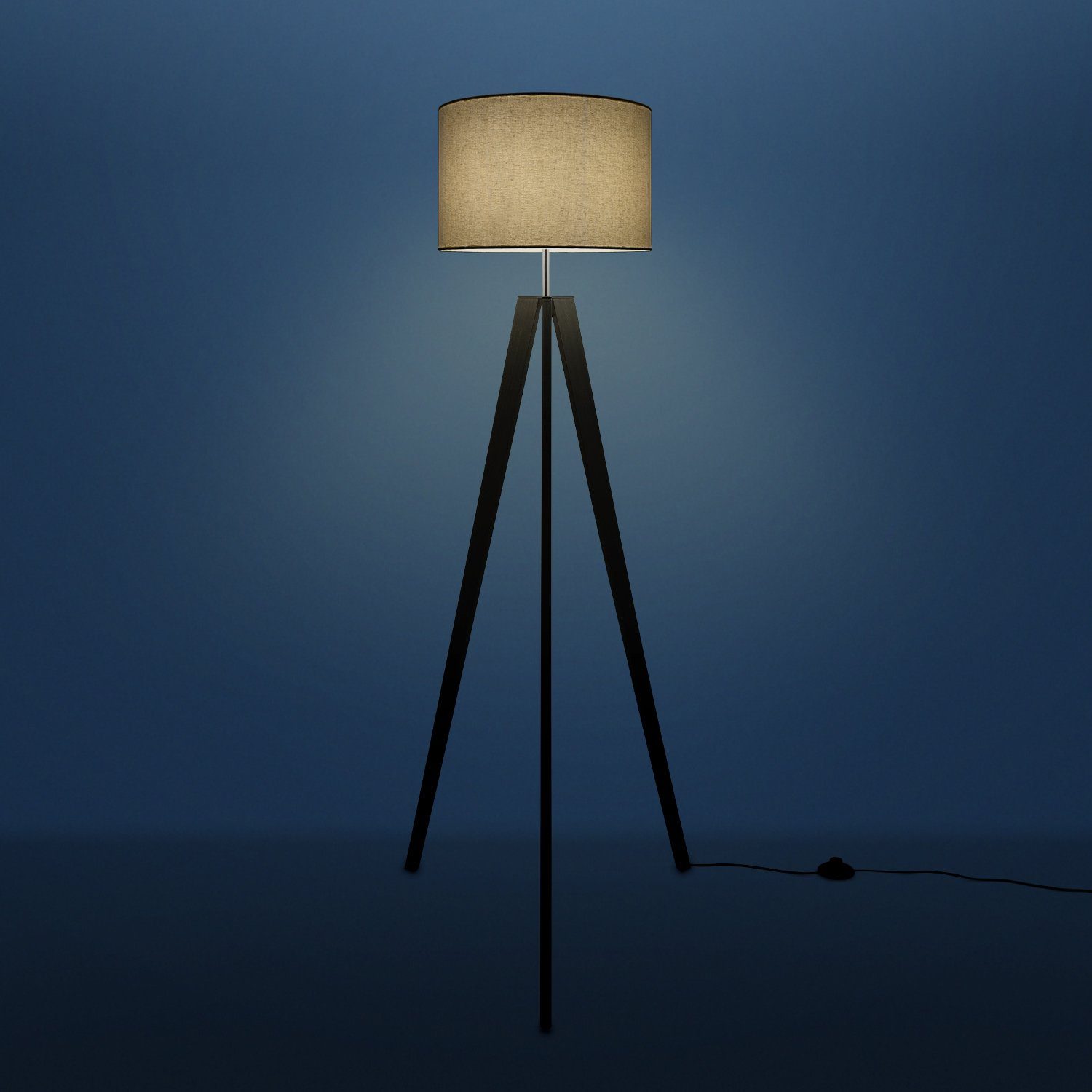 Paco Home Staande lamp Canvas uni Color Vloerlamp vintage voet LED lamp woonkamer Scandinavisch ontwerp E27