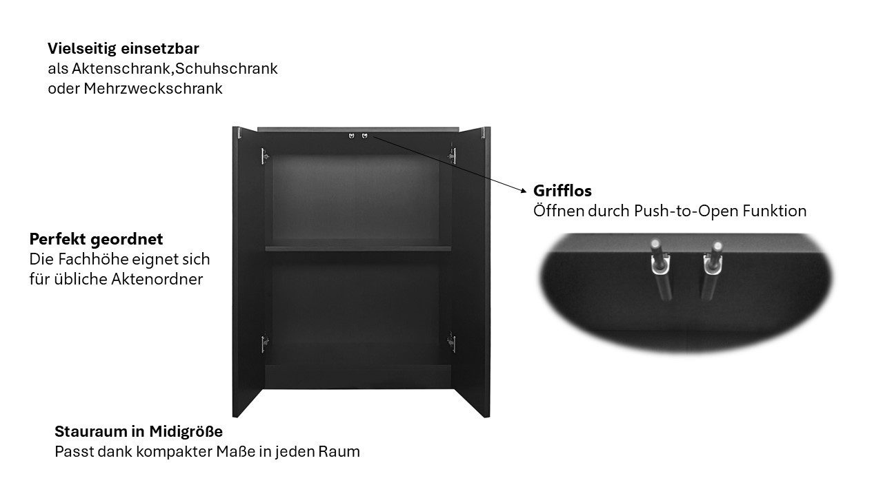 INOSIGN Archiefkast Jarvie Multifunctionele kast, push-to-open, 2 vakken, 60x80 cm
