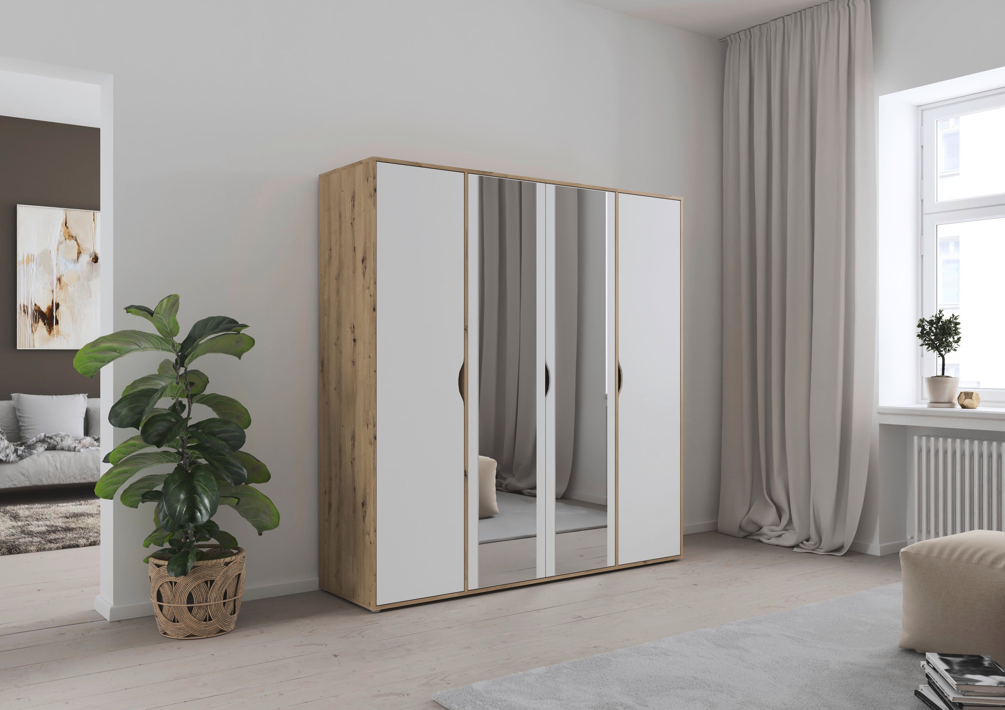 rauch Draaideurkast Kledingkast Kast Garderobe Wasmand NARAI met Spiegel Greefaansluitingen voor een greeploze look TOPSELLER MADE IN GERMANY