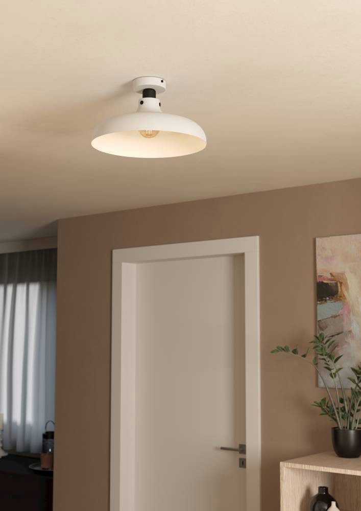 EGLO Plafondlamp MATLOCK Plafondlamp, metaal in grijs en zwart, ganglamp, E27, Ø 38 cm (1 stuk)