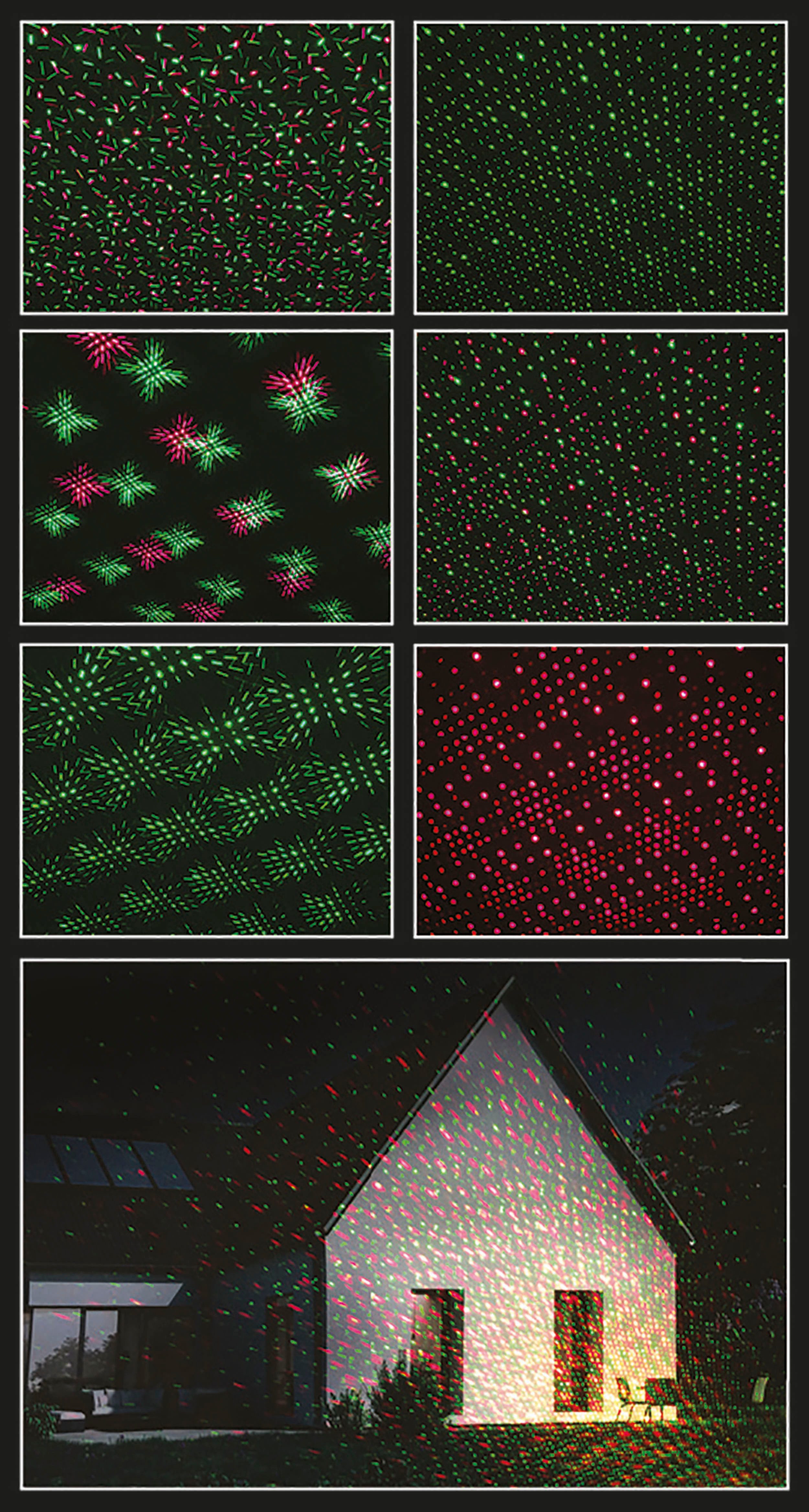 näve Laserprojector Projectiekleur rood en groen, diverse programma's, draadloze afstandsbediening (1 stuk)