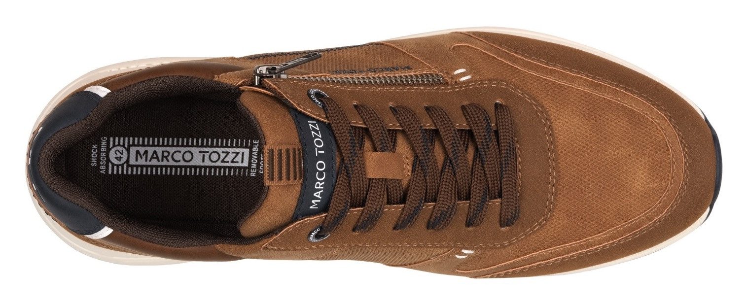 Marco Tozzi Sneakers met sleehak , vrijetijdsschoen, halfschoen, veterschoen met praktische rits