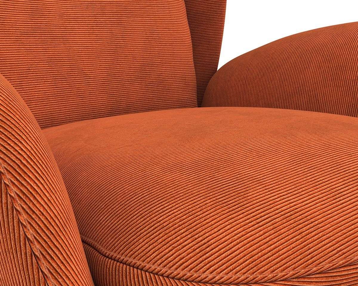 FLEXLUX Oorfauteuil Padova Stijl & comfort, organische vorm, geïntegreerde lendesteun, eikenhouten voet