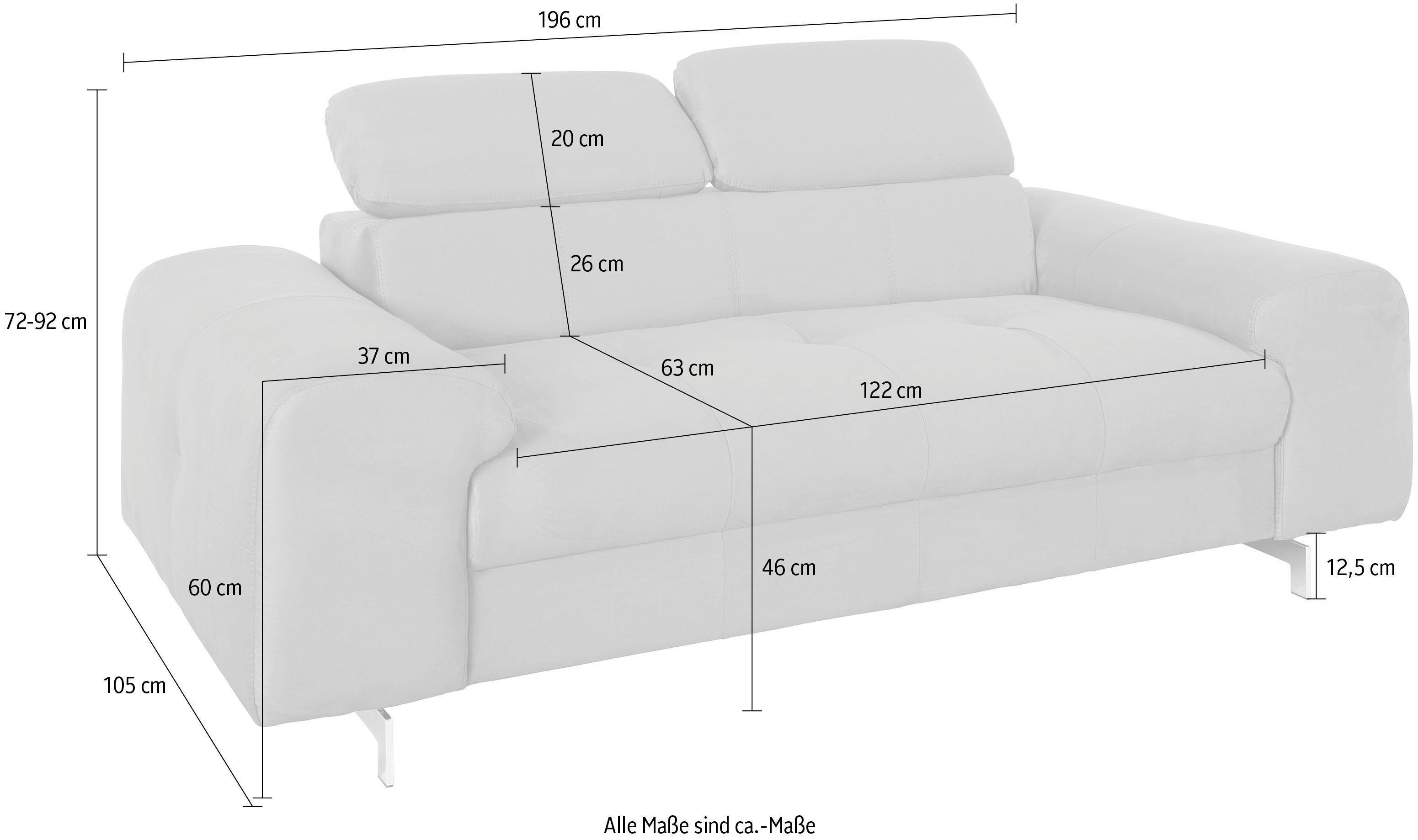 COTTA 2-zitsbank Chef 2-zitsbank met elegante stiksels, bodemvrijheid 12,5 cm