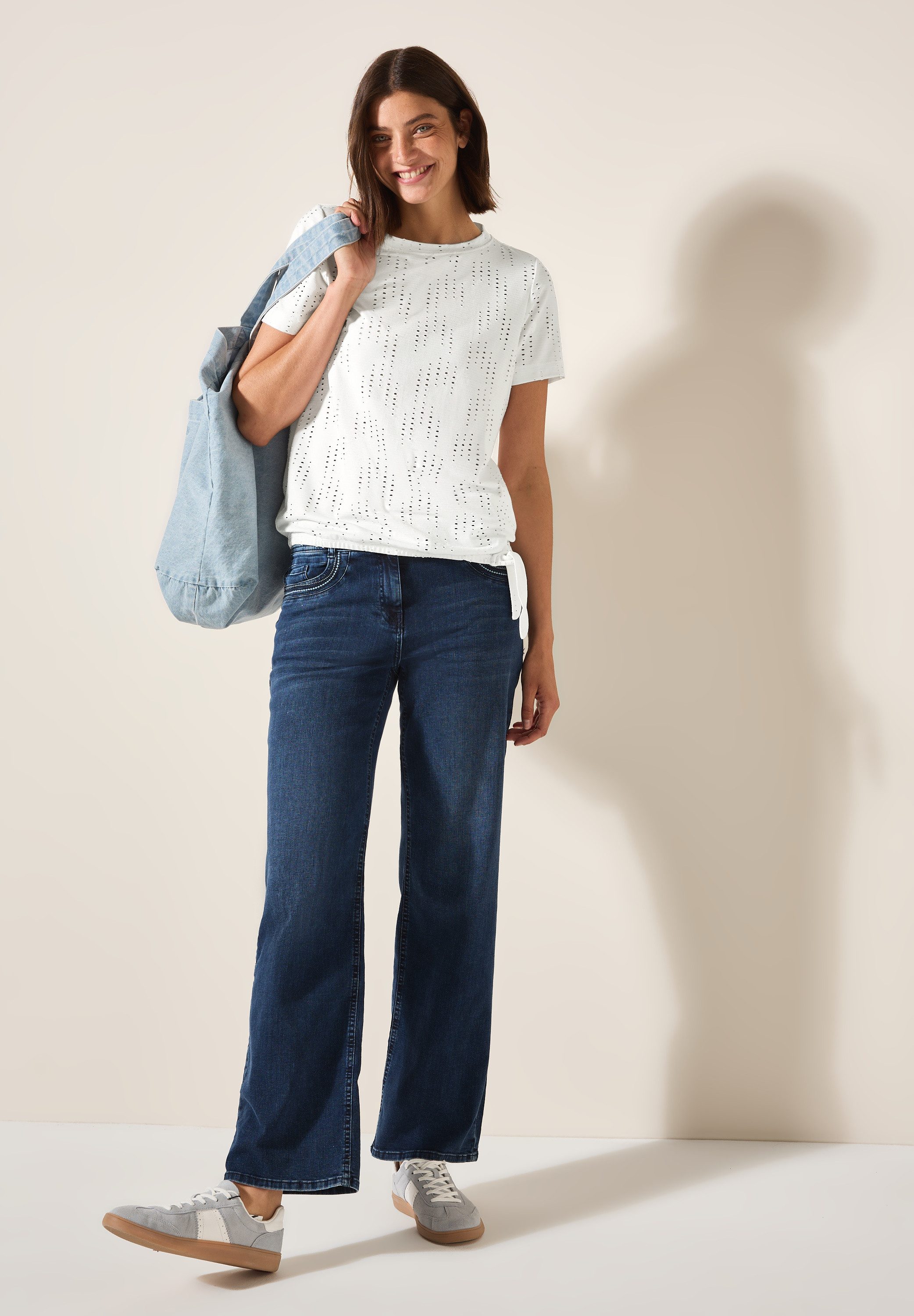 Cecil T-shirt met perforatiemotief