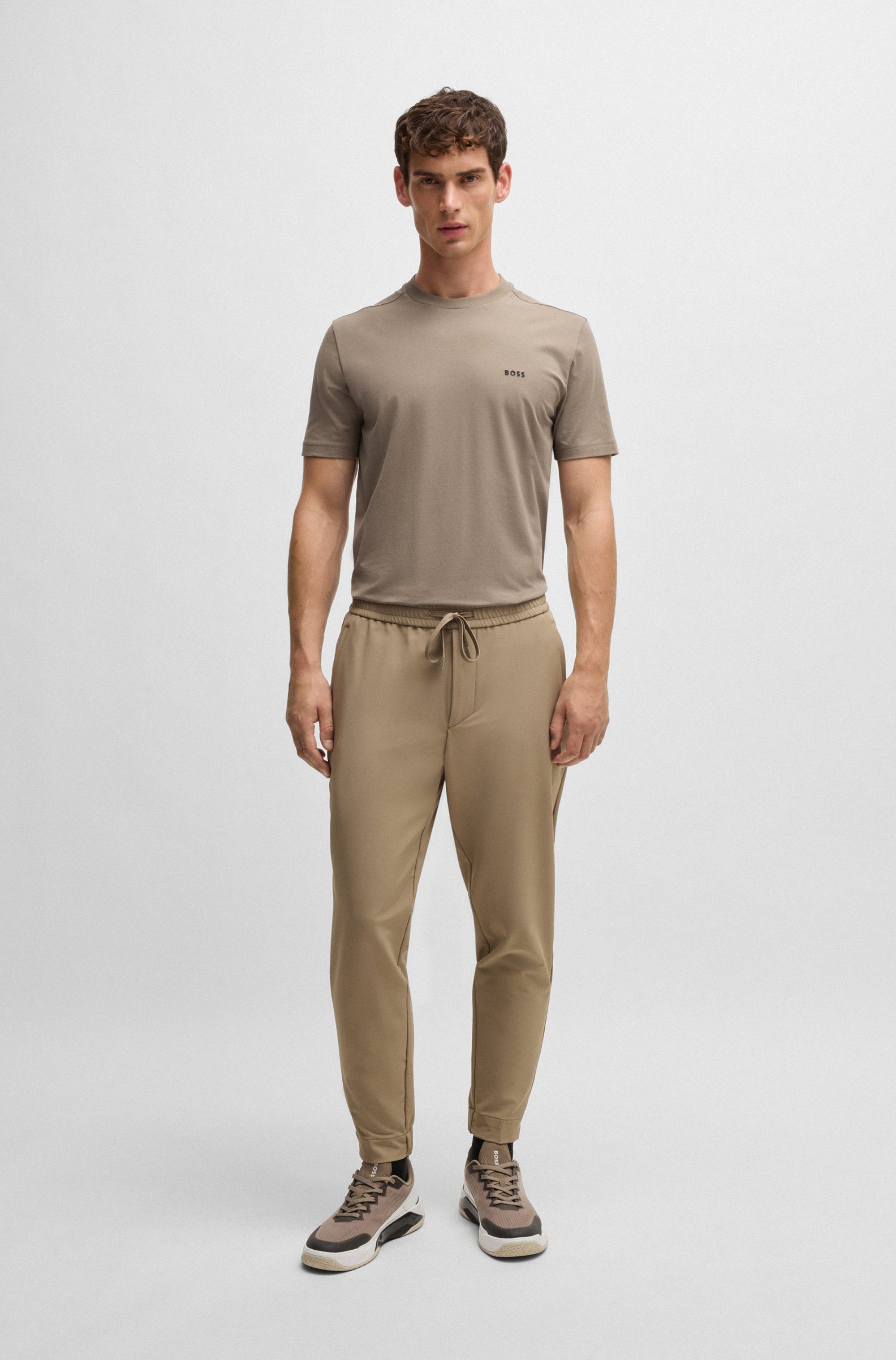 BOSS GREEN Shirt met ronde hals Thee met gegomd contrast-logo