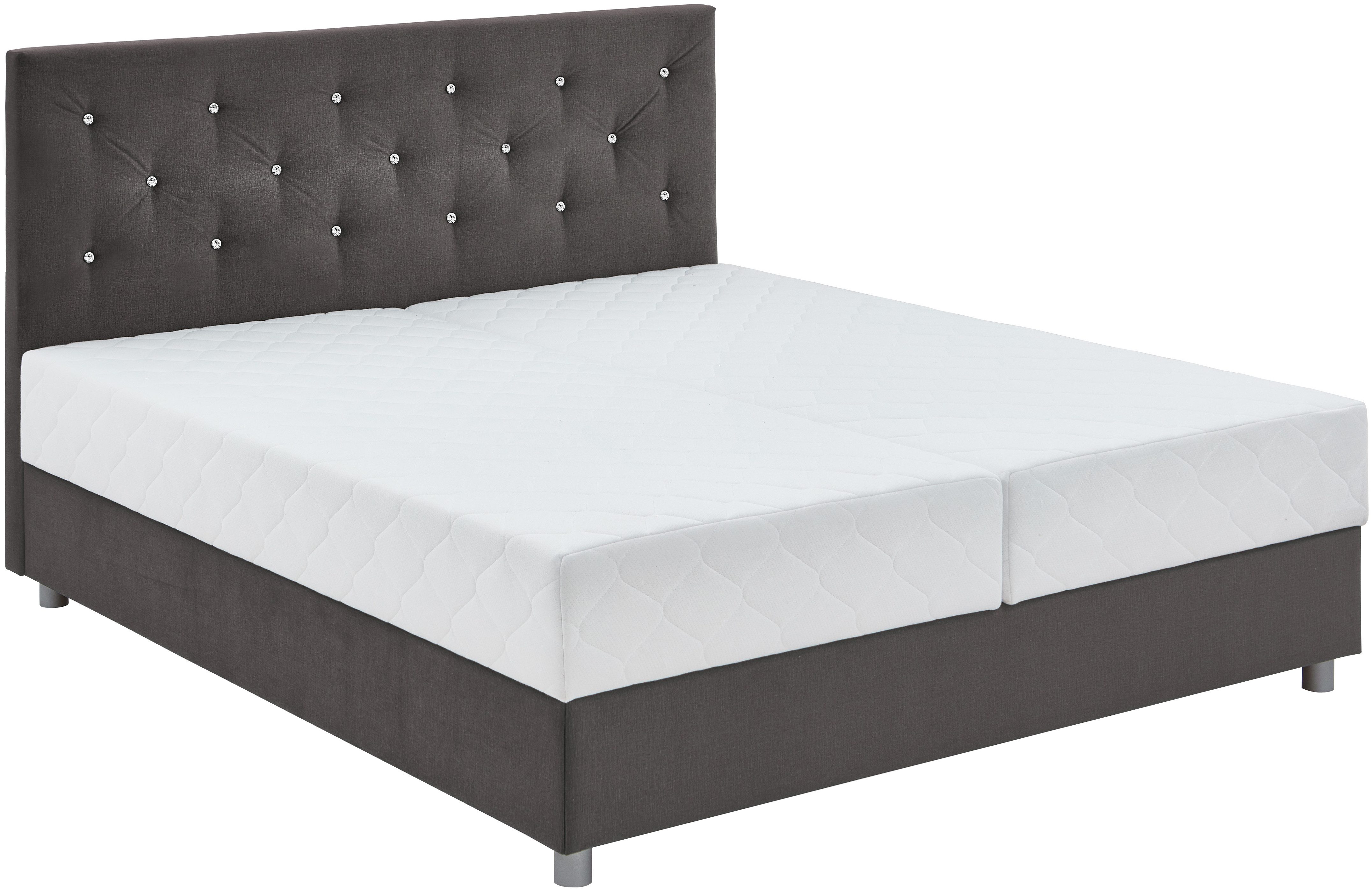 ATLANTIC home collection Boxspring CELIA in hoogwaardige fluweellook met pocketveringsmatras, bedkist en strassteentjes