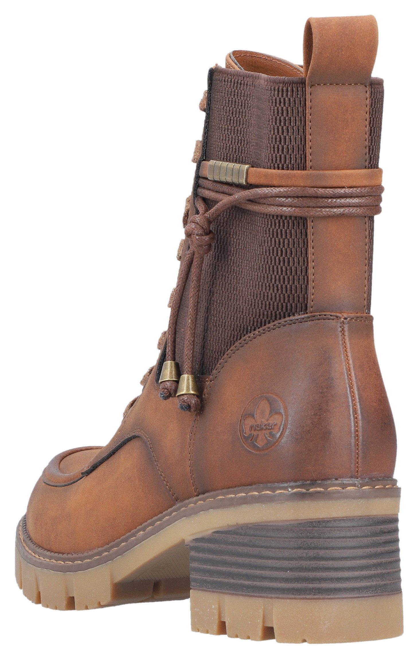 Rieker Winterlaarsjes lace-up boots, ankle boots, block heel, with zipper