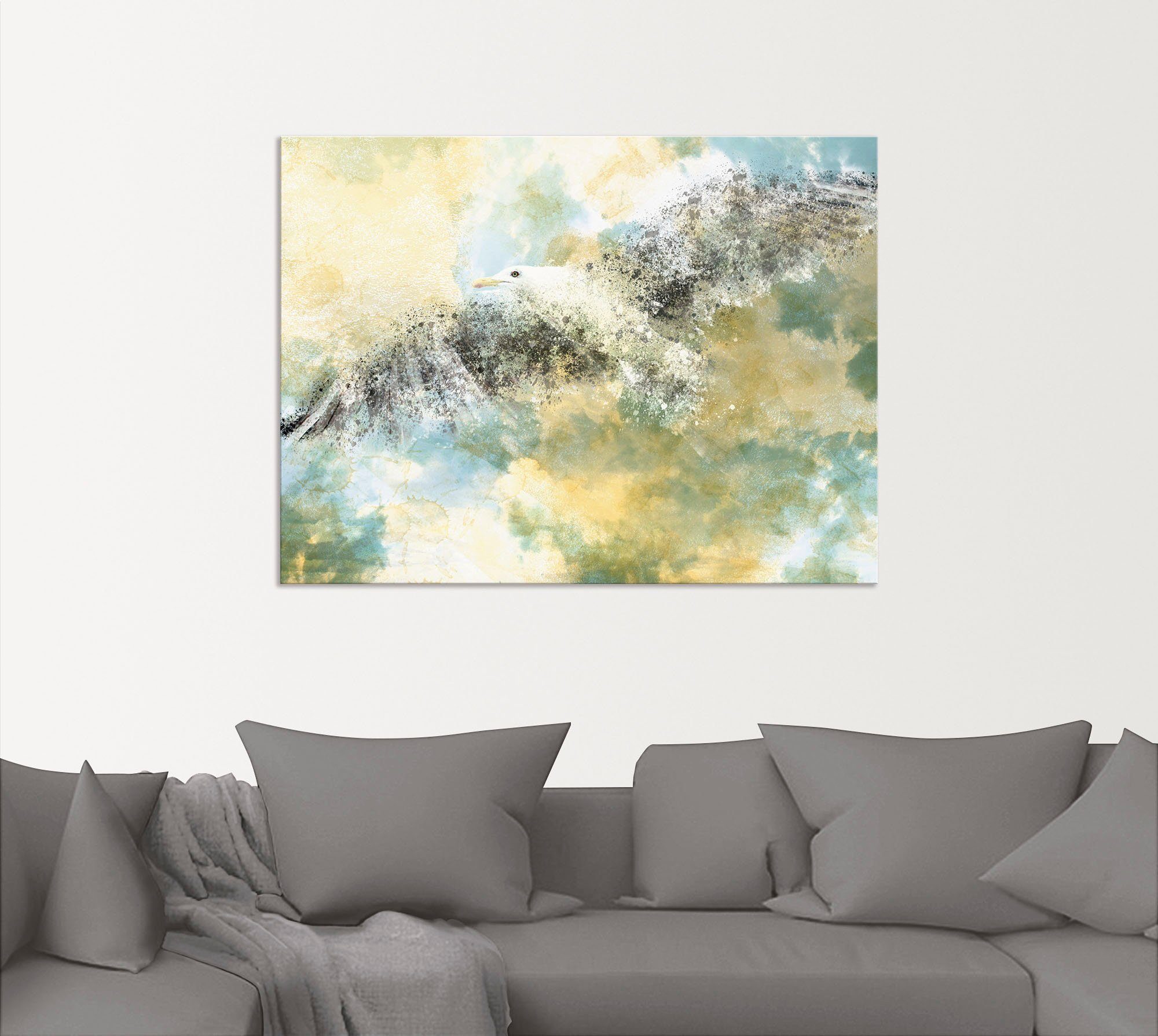 Artland Artprint Verdwijnende meeuw als artprint van aluminium, artprint voor buiten, artprint op linnen in verschillende maten