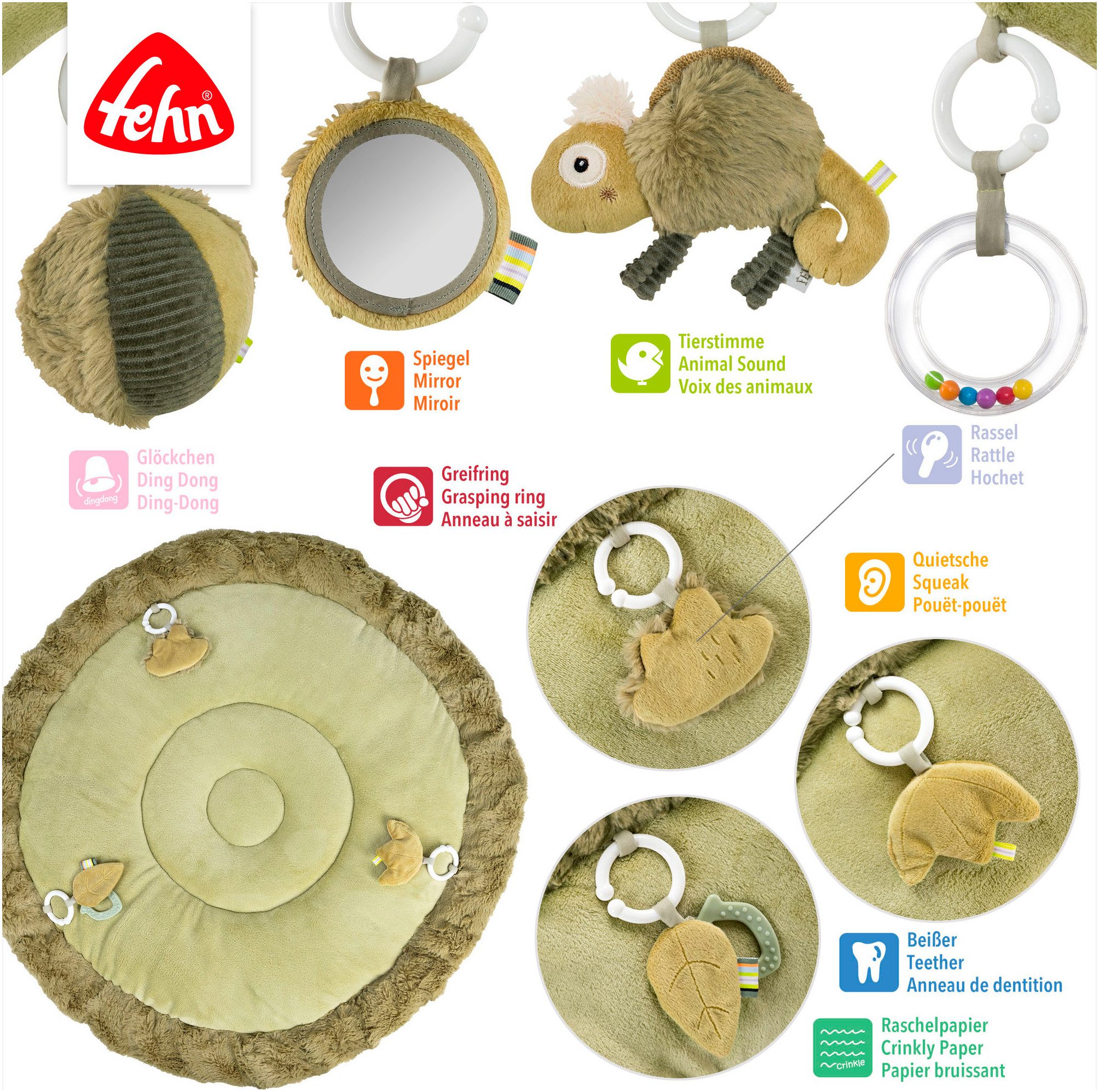 Fehn Speelboog Lazy, Crazy & Pink, Kameleon, 3-D-Activity-Dek