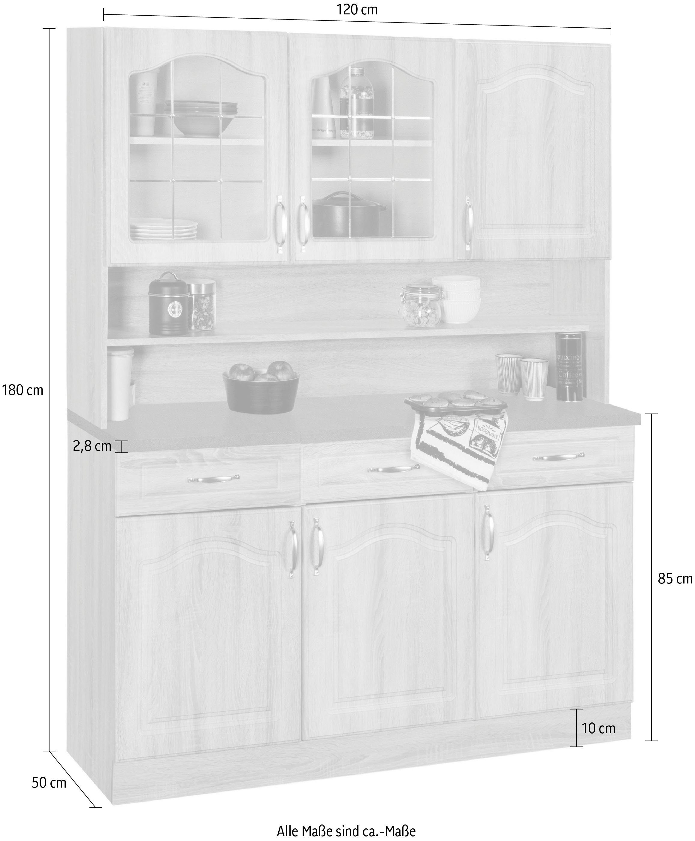 wiho Küchen Keukenbuffet Linz 120 cm breed, in landhuisstijl