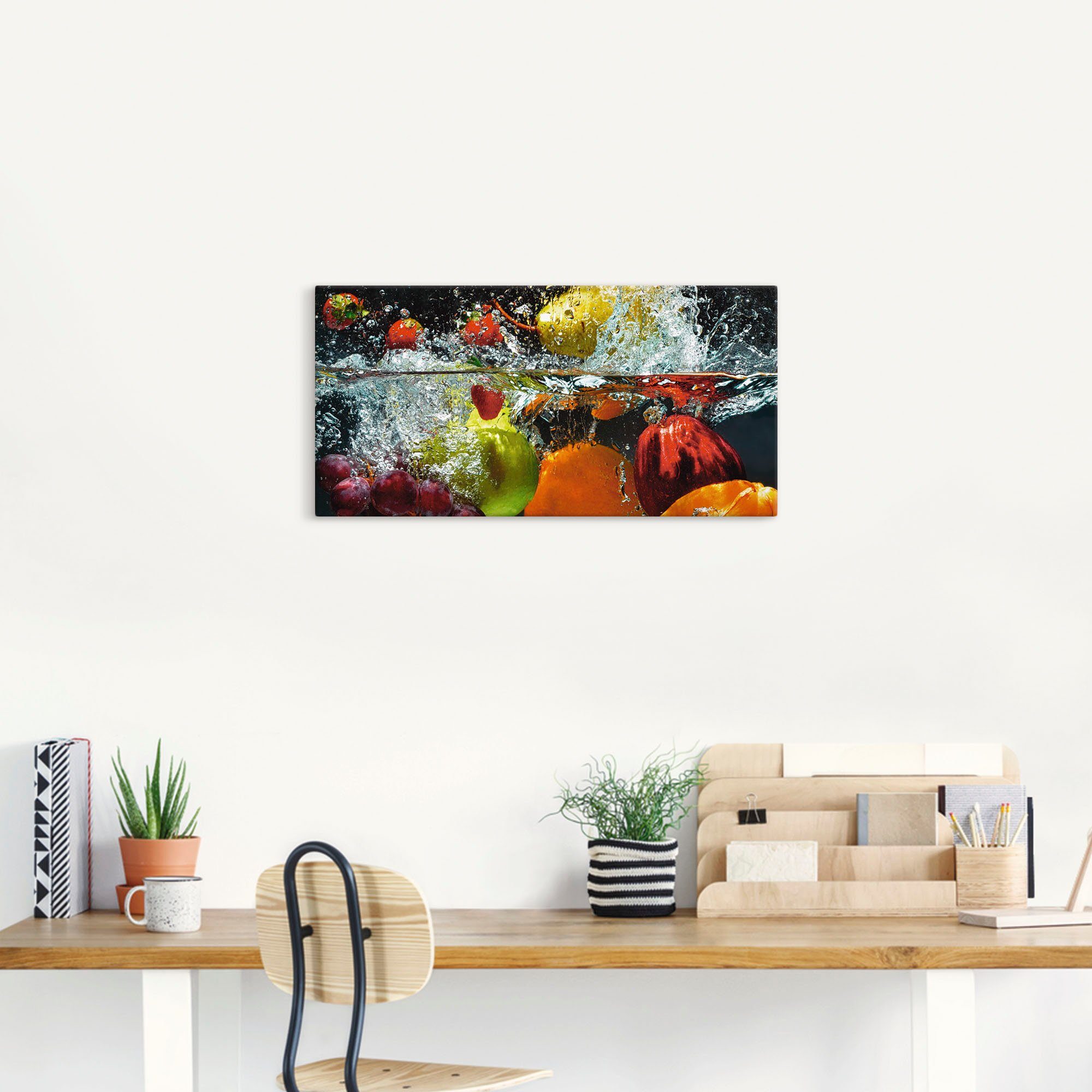 Artland Artprint Fruit in opspattend water als artprint op linnen, muursticker in verschillende maten