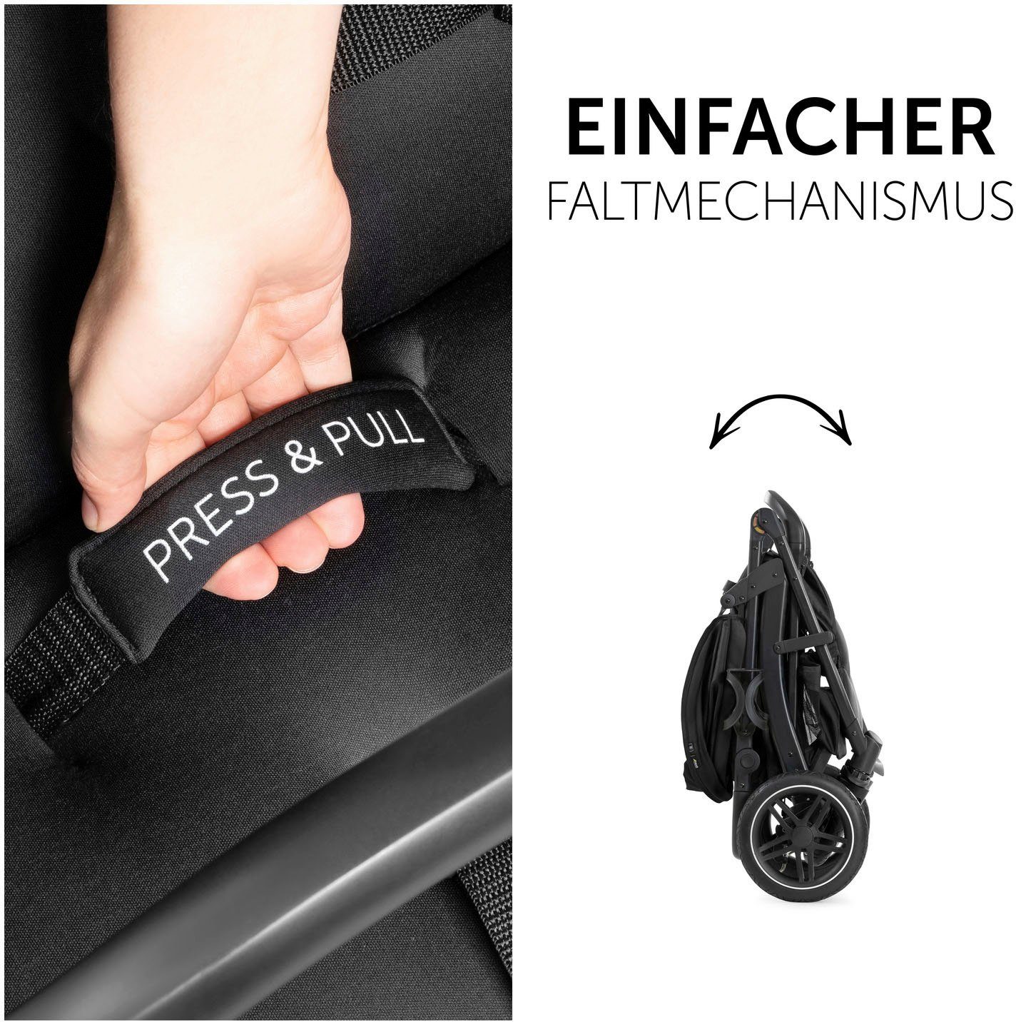 Hauck Kinder-buggy Rapid 4D Air, black met verlengbaar 3-zones zonnescherm