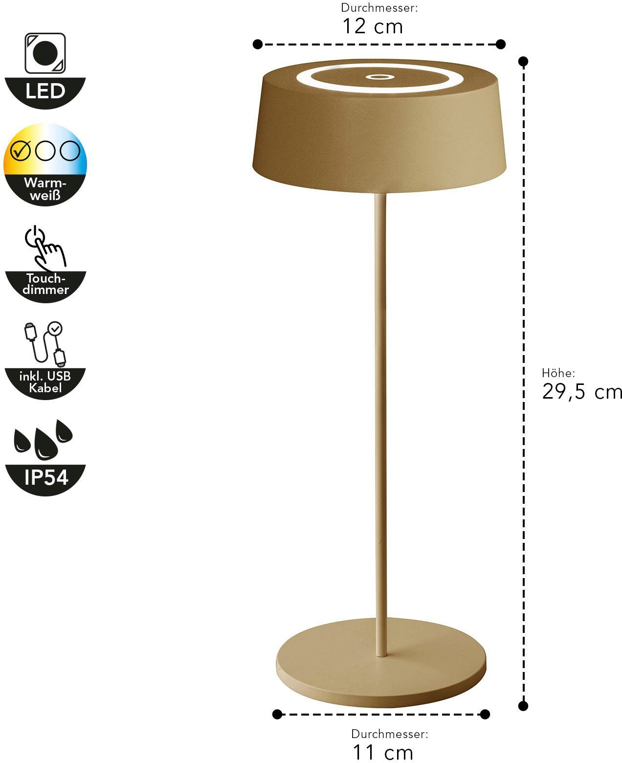 ECO-LIGHT Led-tafellamp Cocktail SCHÖNER WOHNEN DESIGN AWARD (1 stuk)