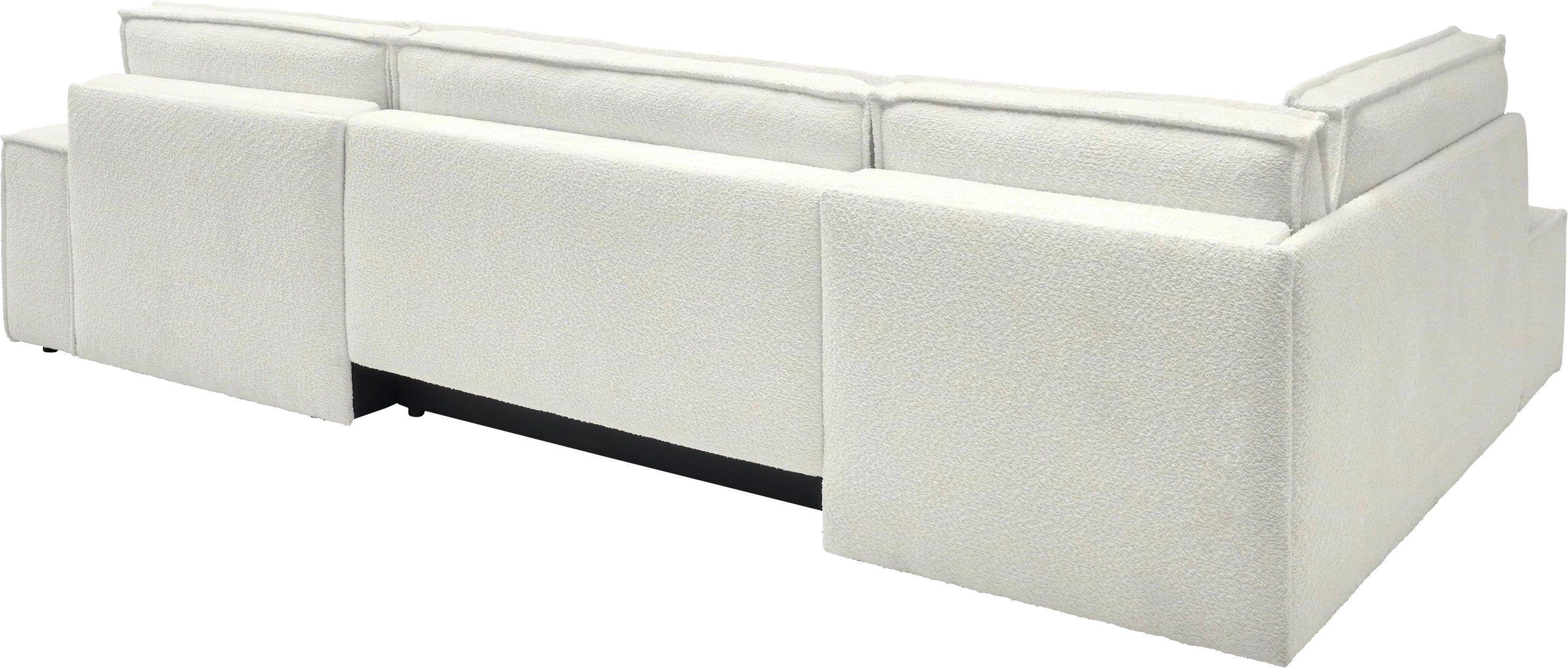 andas Zithoek FINNLEY U-model XXL 329 cm, bedbank, slaapfunctie m. bedkist
