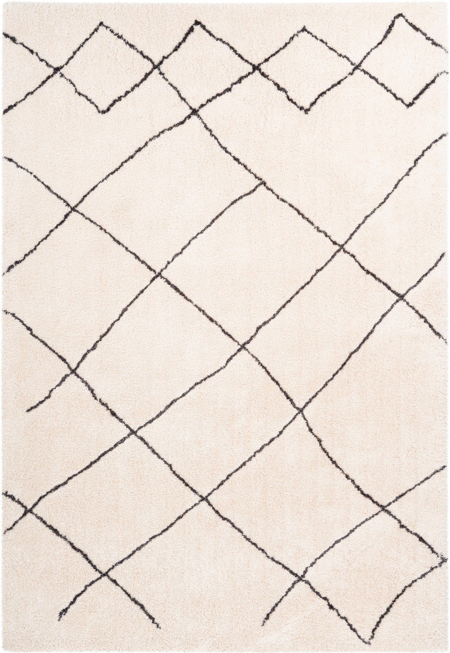 calo-deluxe Hoogpolig vloerkleed Elvar-5000 bijzonder zacht door microvezel, woonkamer moderne vloerkleden maat 80 cm x 150 cm x 27 mm beige