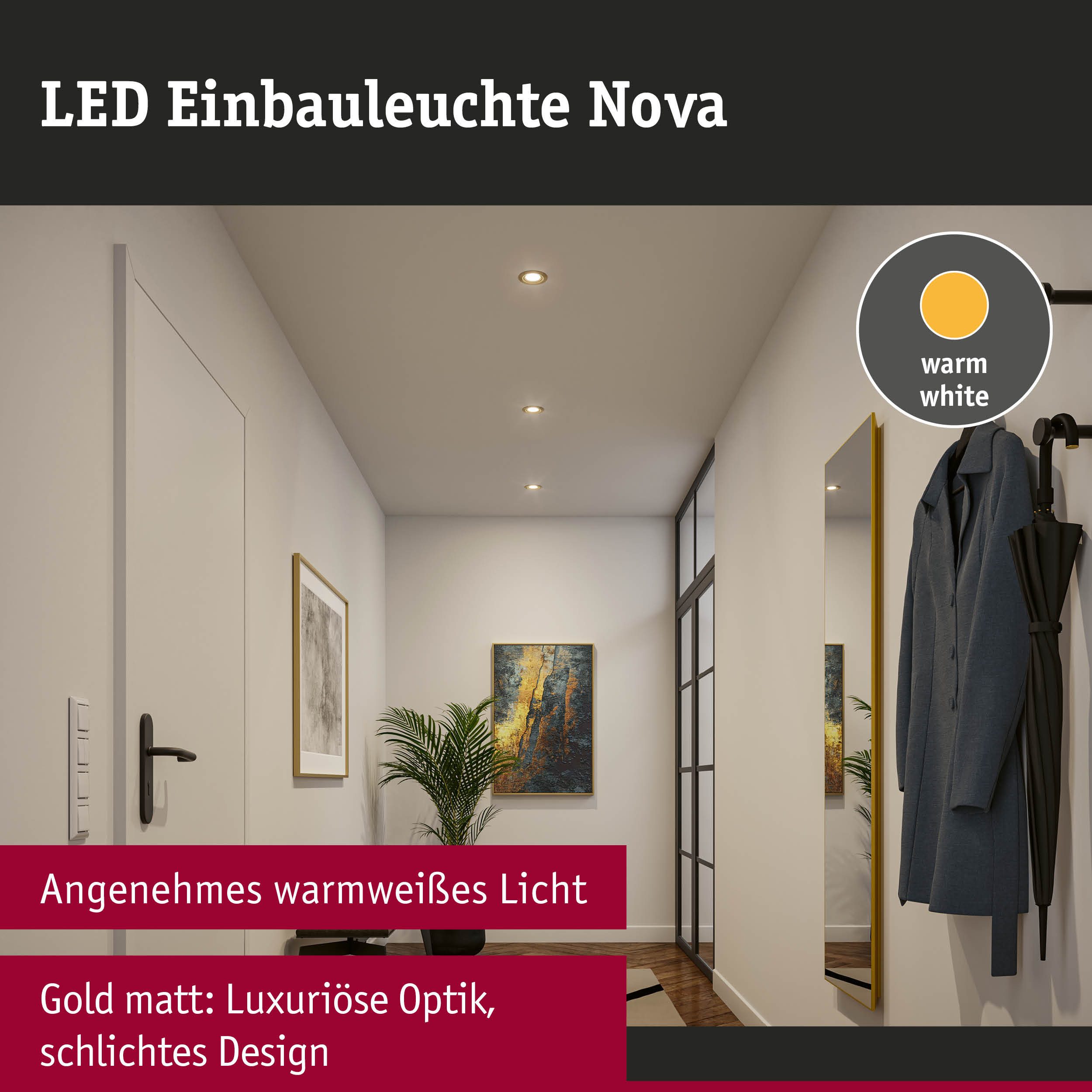 Paulmann Ledinbouwlamp LED inbouwlamp Nova Coin rond 84mm 50° munt goudkleur mat