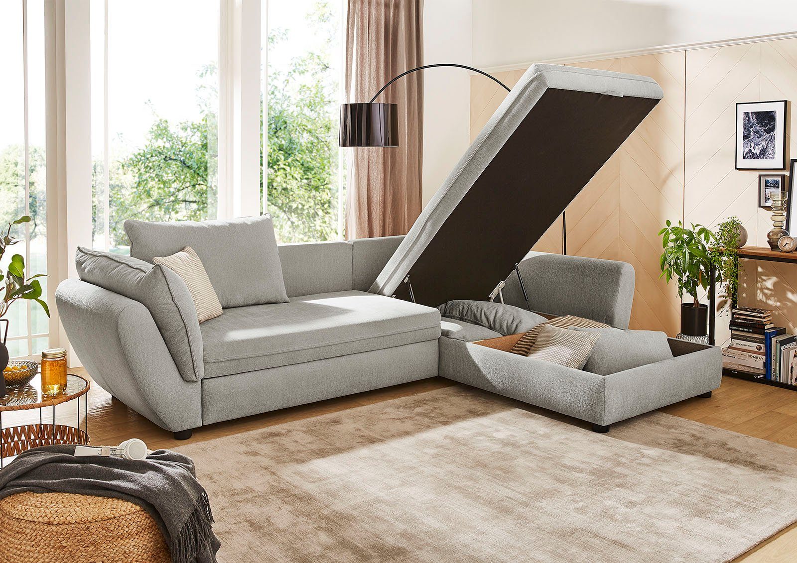 Jockenhöfer Gruppe Hoekbank Jerez L-vorm met bed- en relaxfunctie, opbergvak/bedlade, golfvering, ottomane