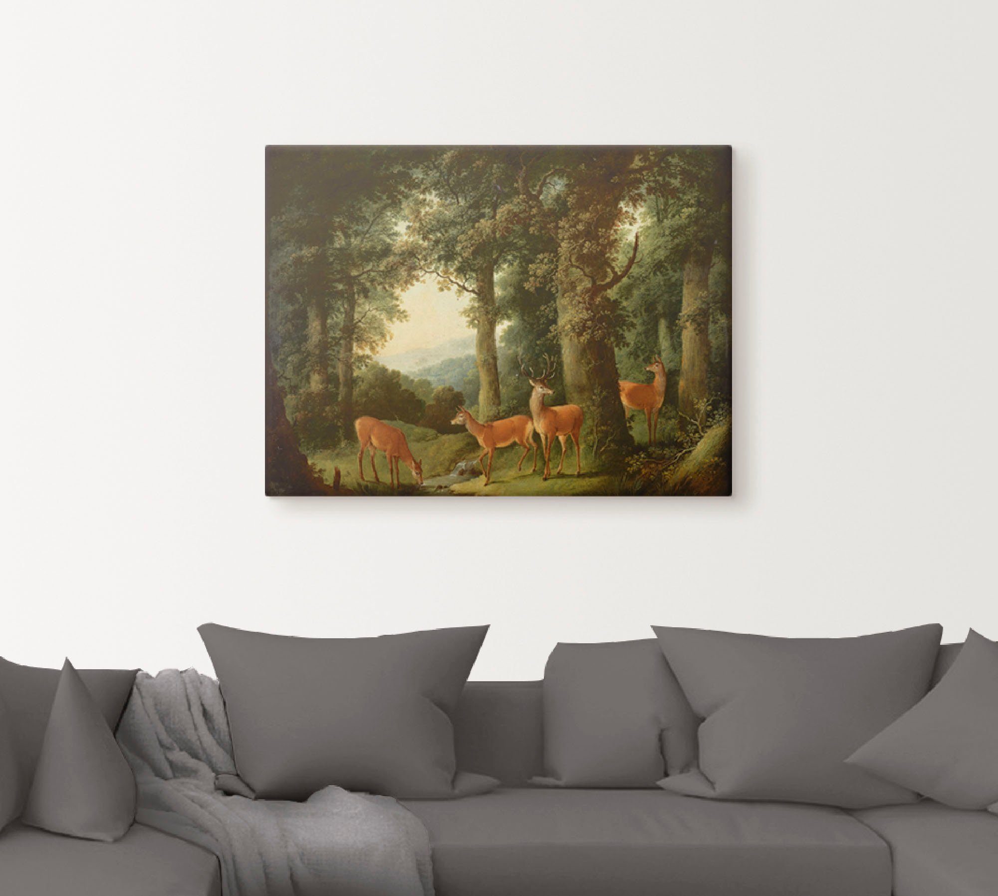 Artland Artprint op linnen Boslandschap met edelherten. Omstreeks 1760x70