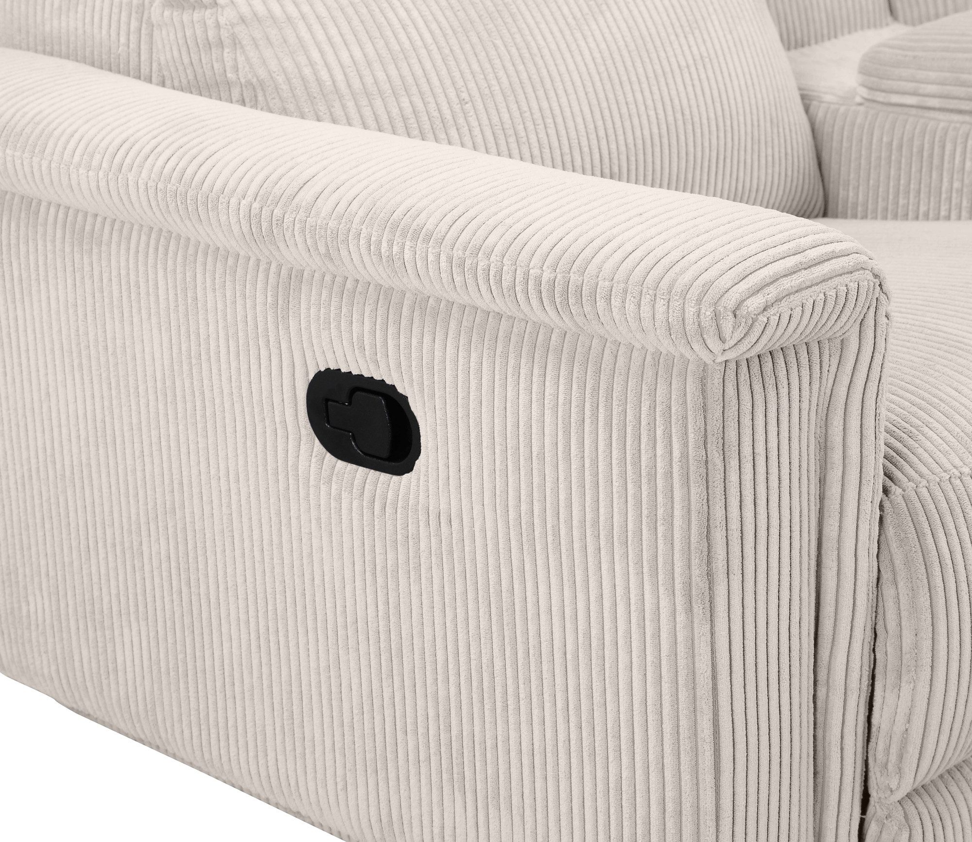 Places of Style 2-zitsbank Lund in cord, 2-zits bioscoopbank, tv-fauteuil, multimedia-sofa, USB-A met elektrische of handmatige relaxfunctie, bekerhouder en opbergruimte