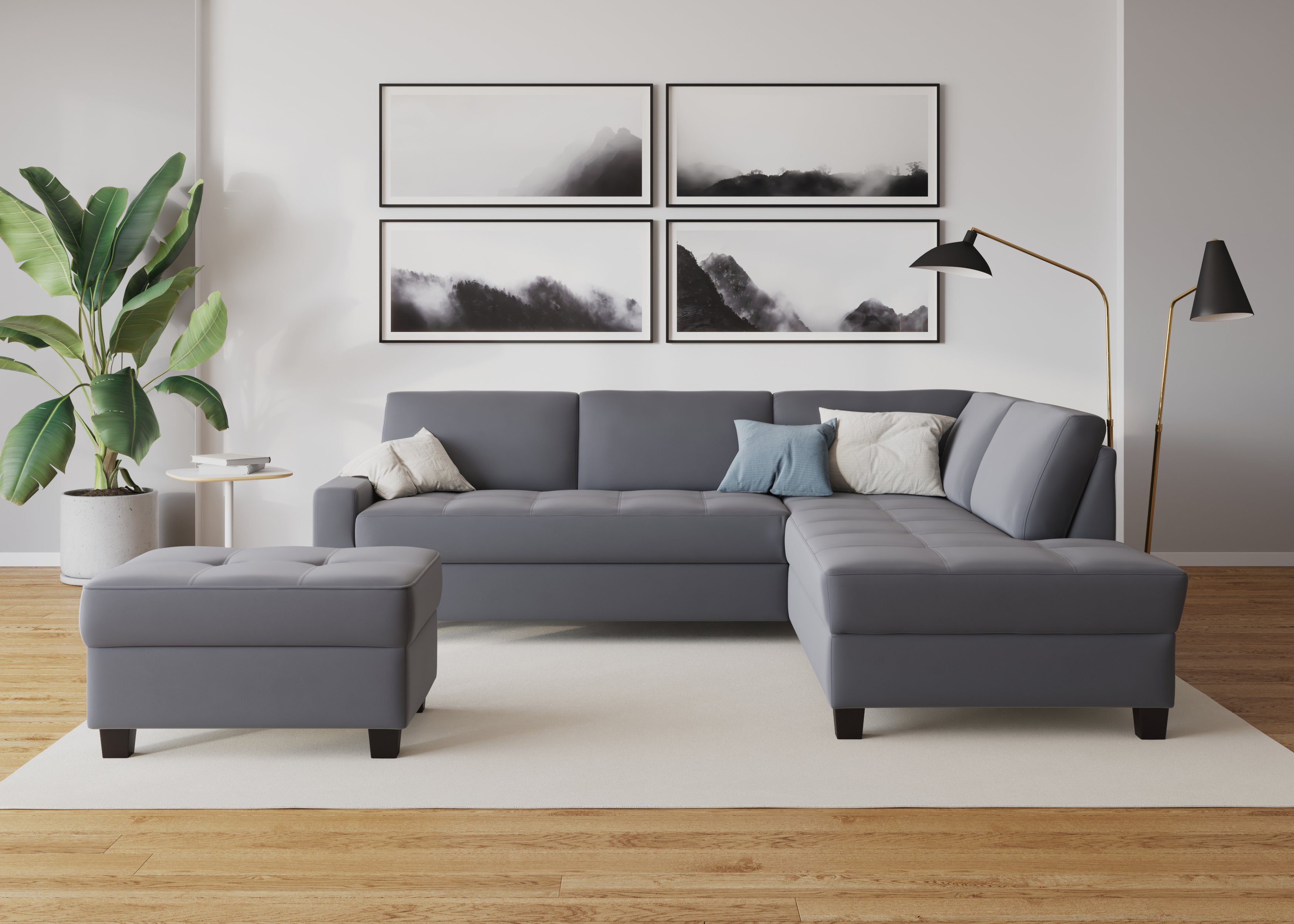 DOMO collection Hoekbank Florentina tijdloos en elegant, zitnaden als designelement, L-vorm