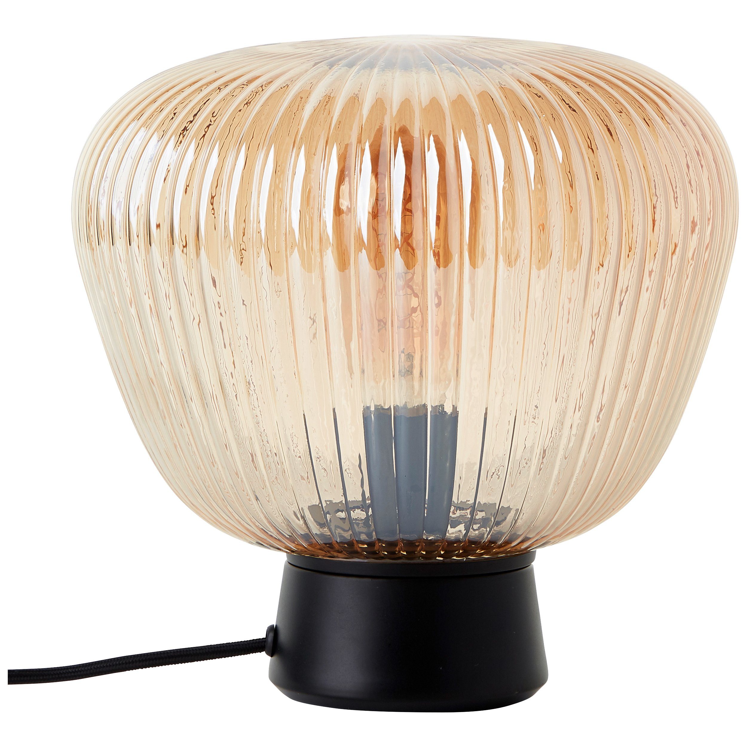 Brilliant Leuchten Tafellamp Kaizen Gegolfd glas, 25 x 25 cm, E27, amber-barnsteenkleuren
