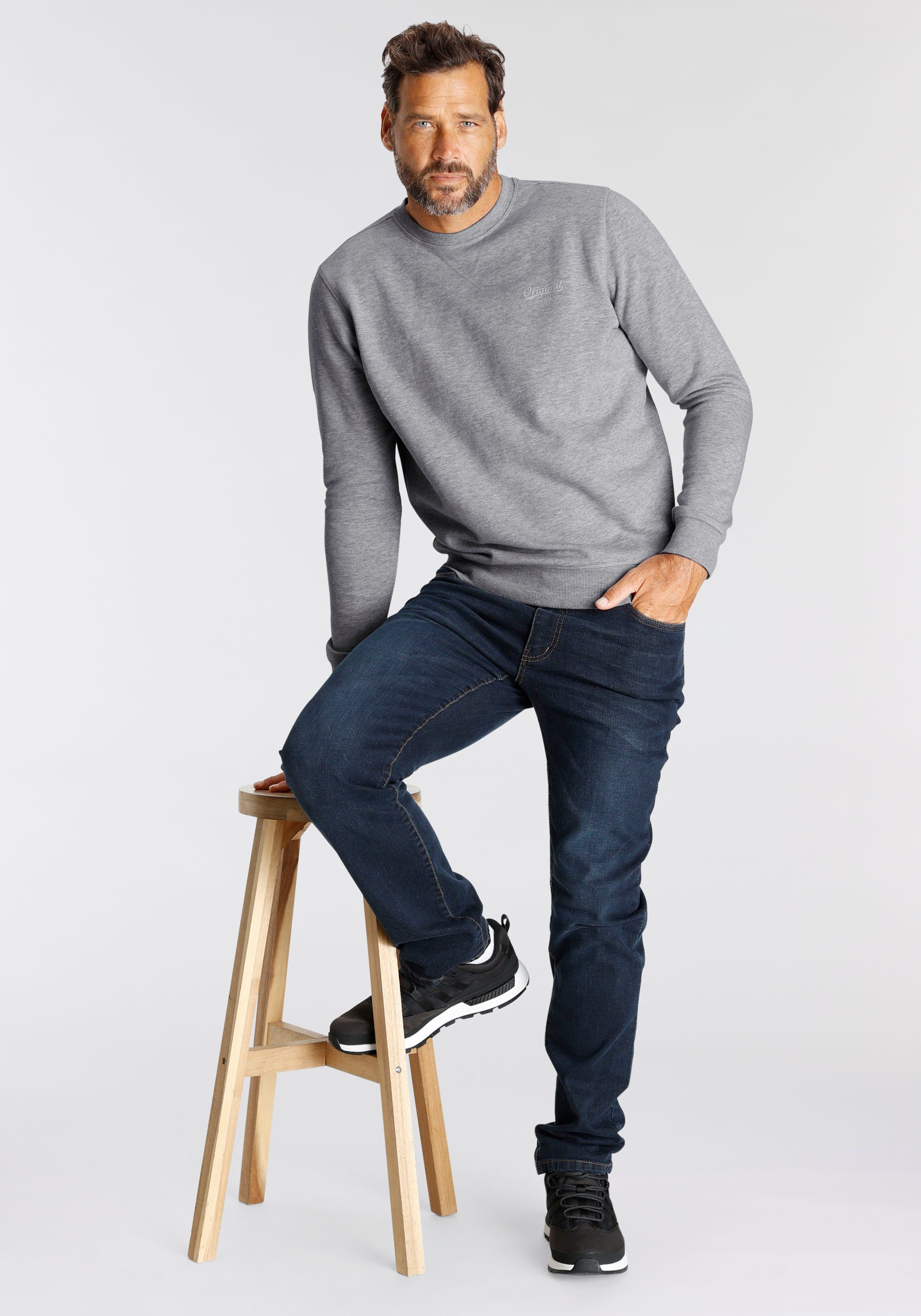 Man's World Sweatshirt Lange mouwen, basic-stijl, effen, ronde hals
