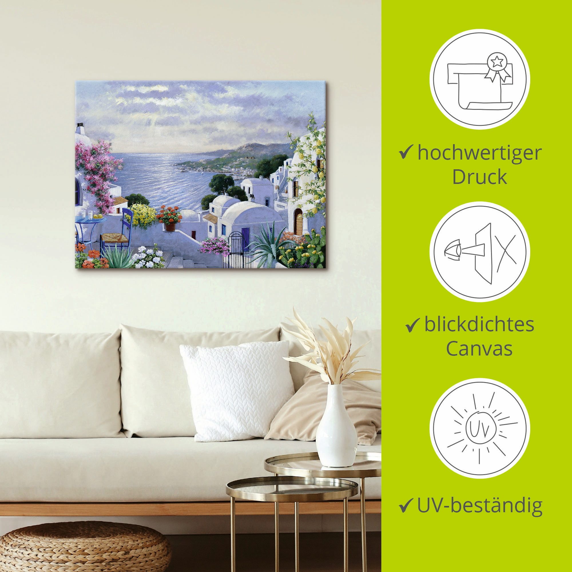 Artland Artprint Fonkelend Griekenland als artprint op linnen, poster, muursticker in verschillende maten
