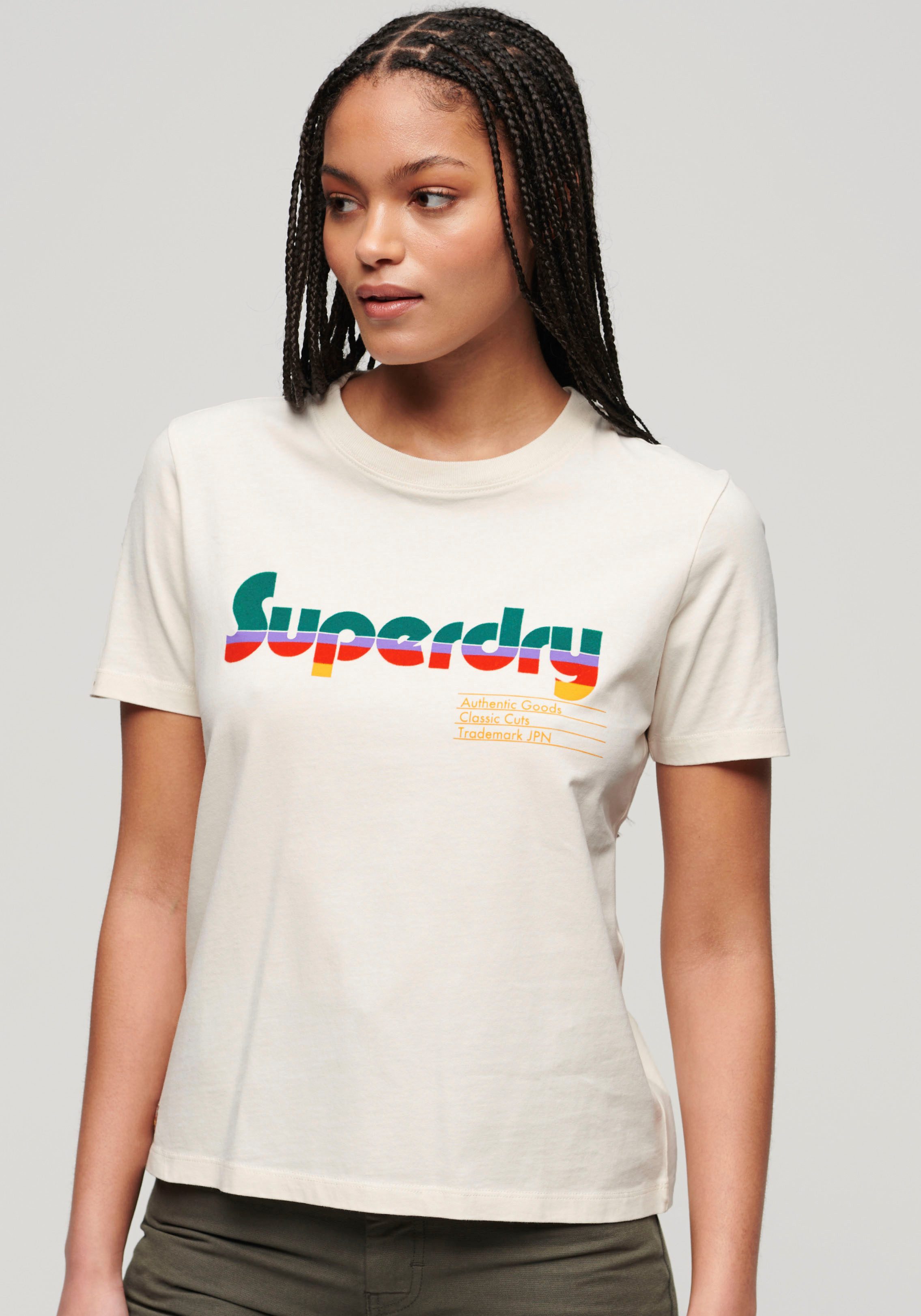 Superdry Shirt met print RETRO FLOCK RELAXED T SHIRT