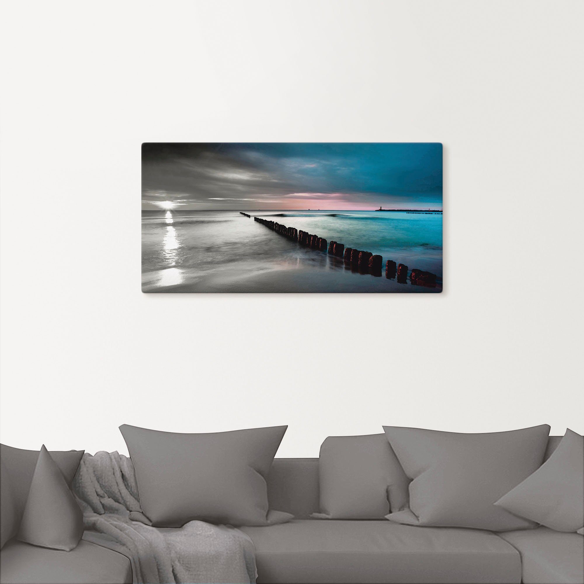 Artland Artprint Oostzee met zonsopkomst z/w als artprint op linnen, muursticker in verschillende maten