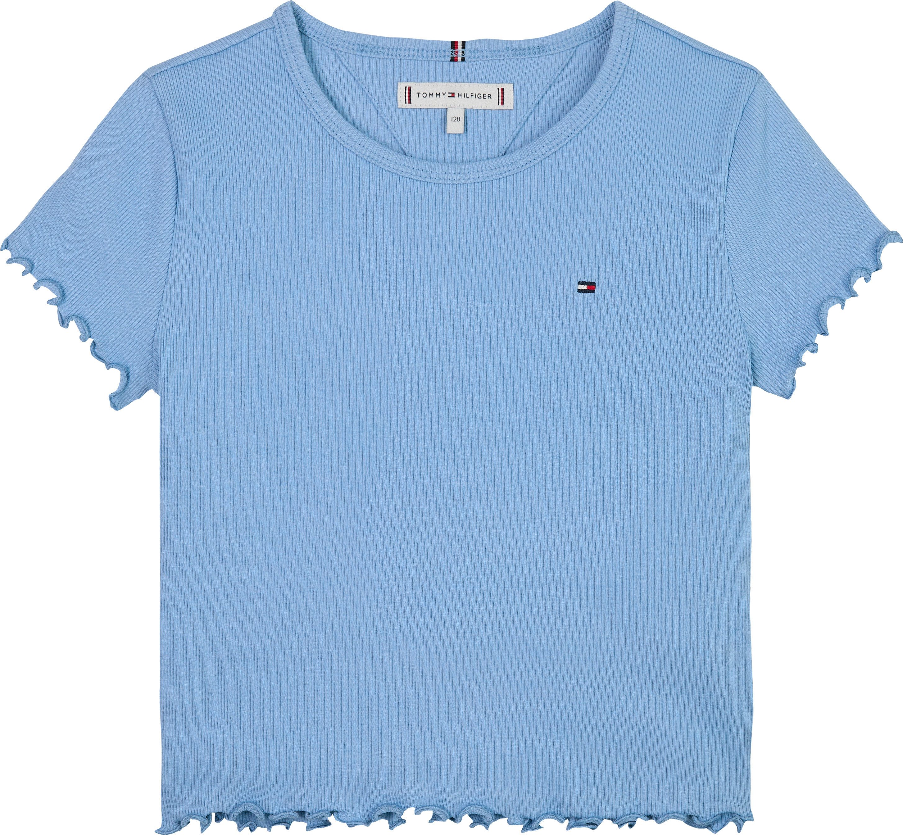 Tommy Hilfiger T-shirt ESSENTIAL RIB TOP SS met babylock-randen, met logo-borduursel