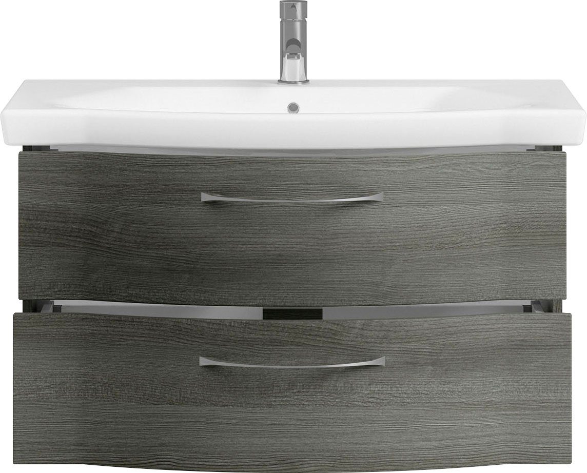 Saphir Badkamerserie 6005 sprint keramiek-wastafelonderkast, 97 cm breed Wastafelmeubel inclusief deurdemper, 2 laden, wastafelonderkast set (1 stuk)